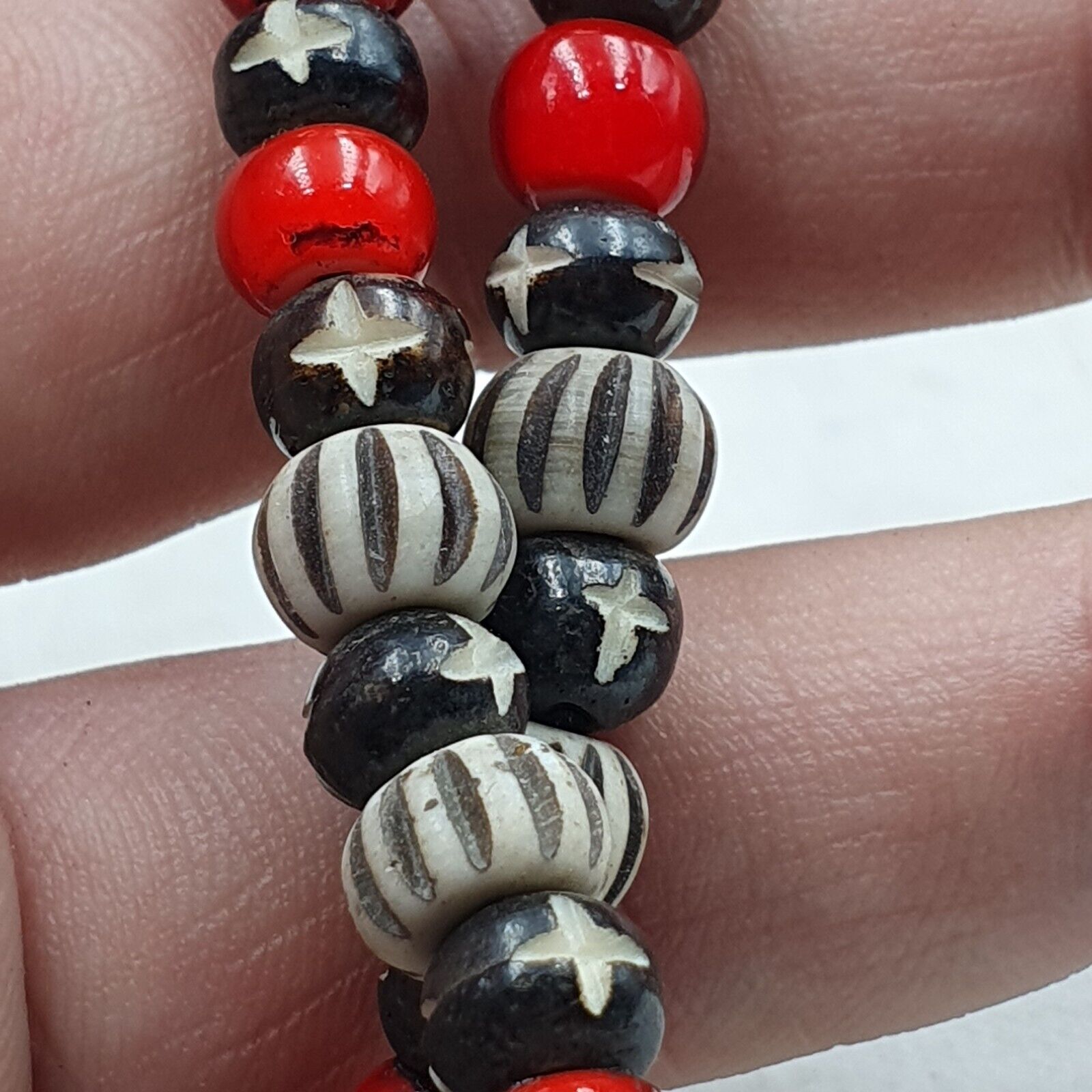 BEAUTIFUL LOT Antique Himalayan Indo Tibetan Etched Agate Beads lot Necklace