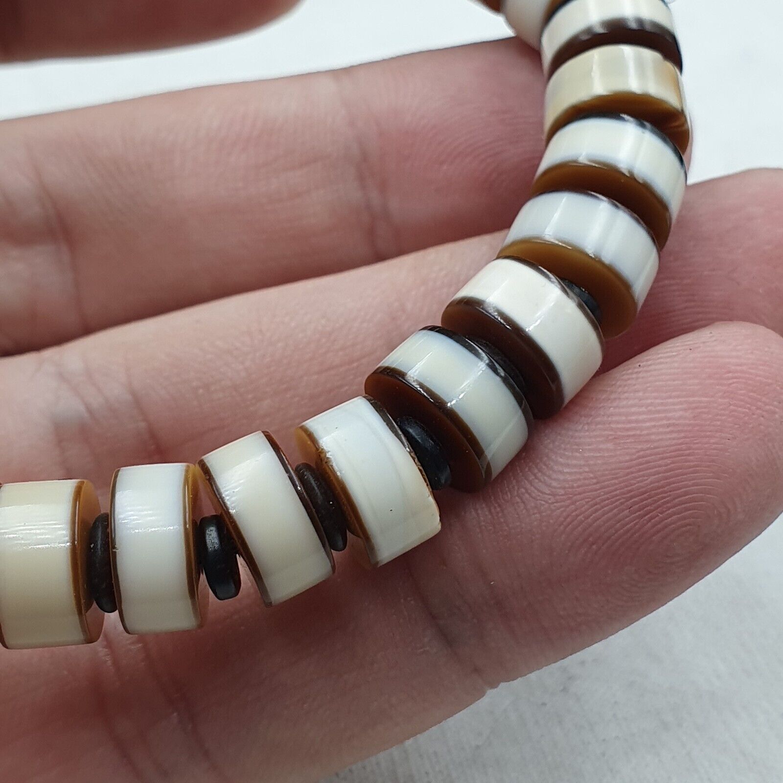 Antique Old Dzi Agate Yemeni Banded Agate Beads Bracelet SHK-2