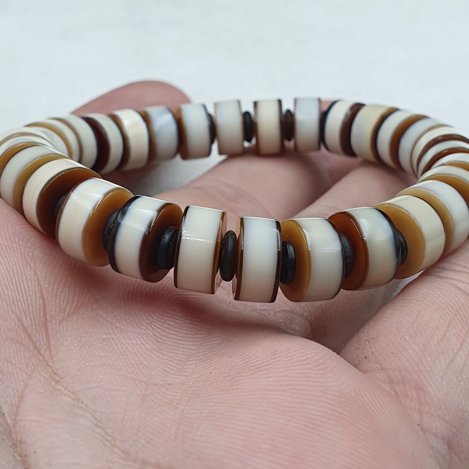Antique Old Dzi Agate Yemeni Banded Agate Beads Bracelet SHK-2