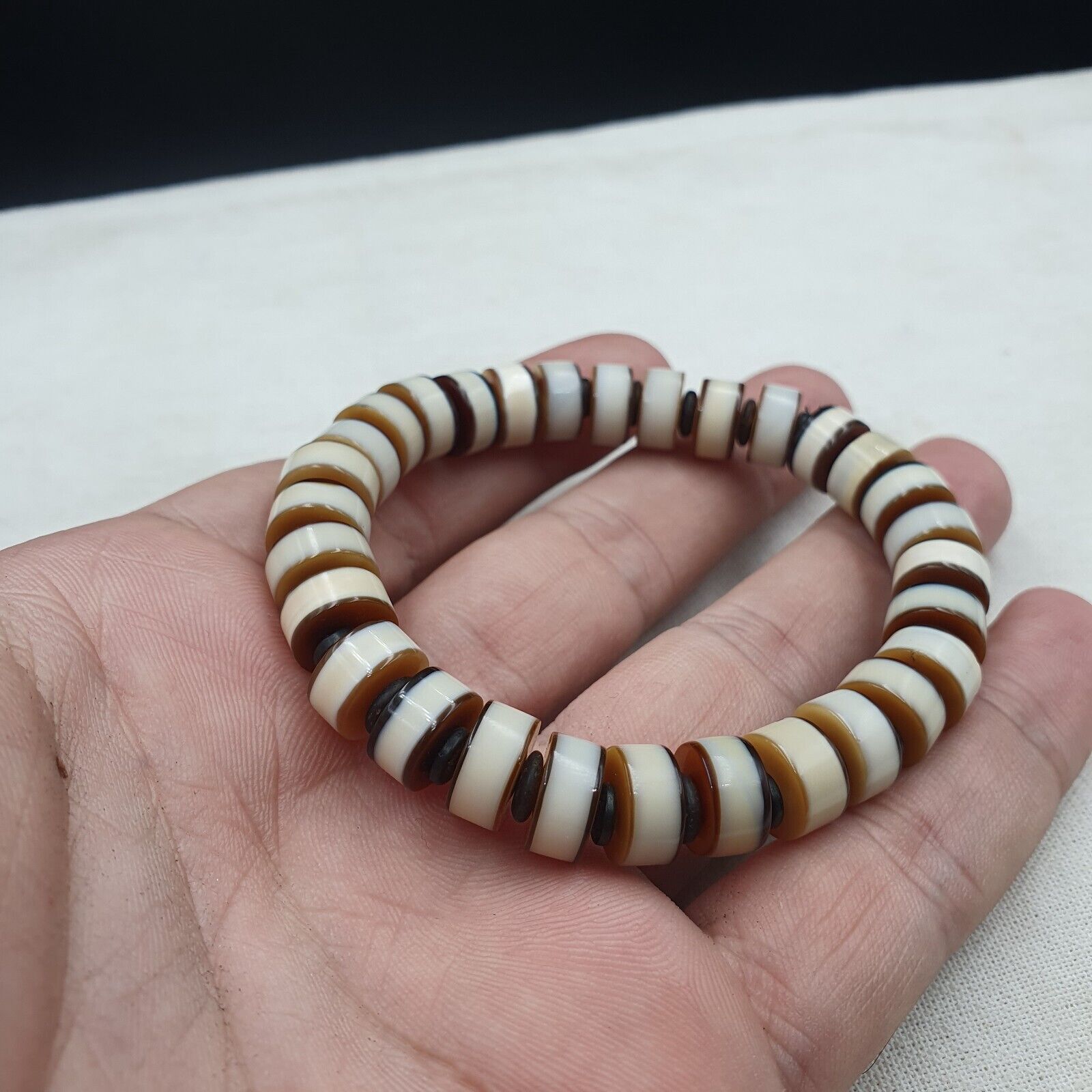 Antique Old Dzi Agate Yemeni Banded Agate Beads Bracelet SHK-2