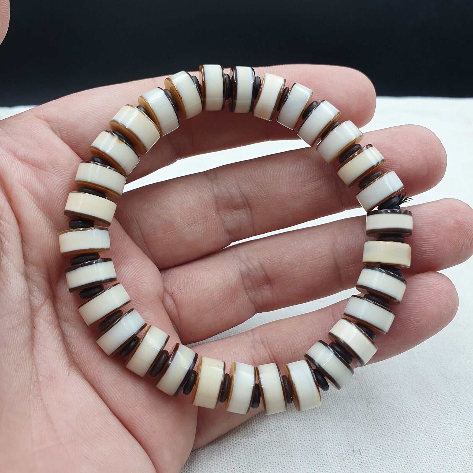 Antique Old Dzi Agate Yemeni Banded Agate Beads Bracelet SHK-2