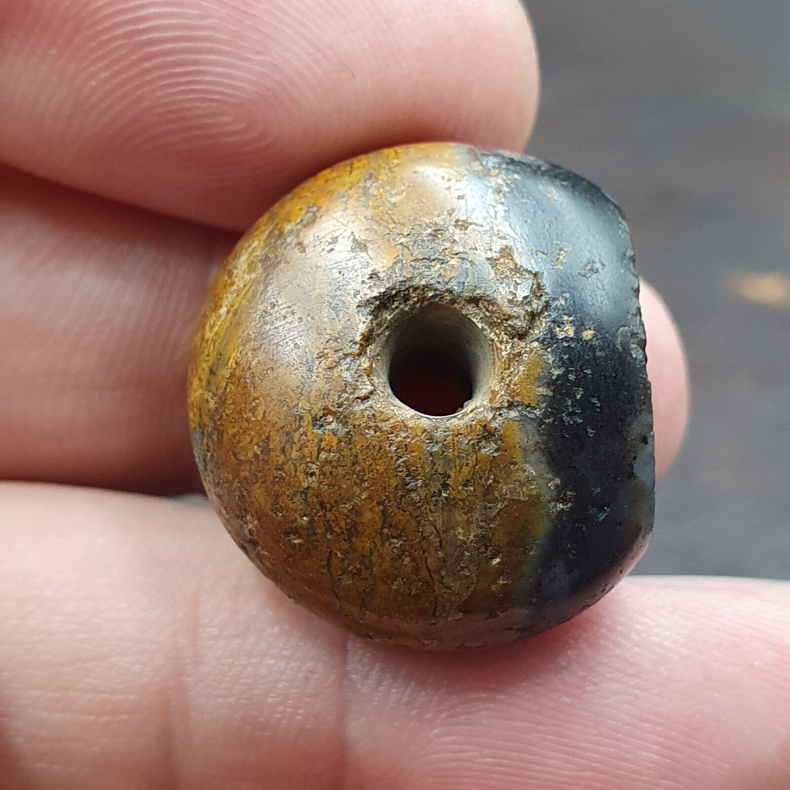 Unidentified King Face Ancient Agate Stamp Seal Very rare Bead.