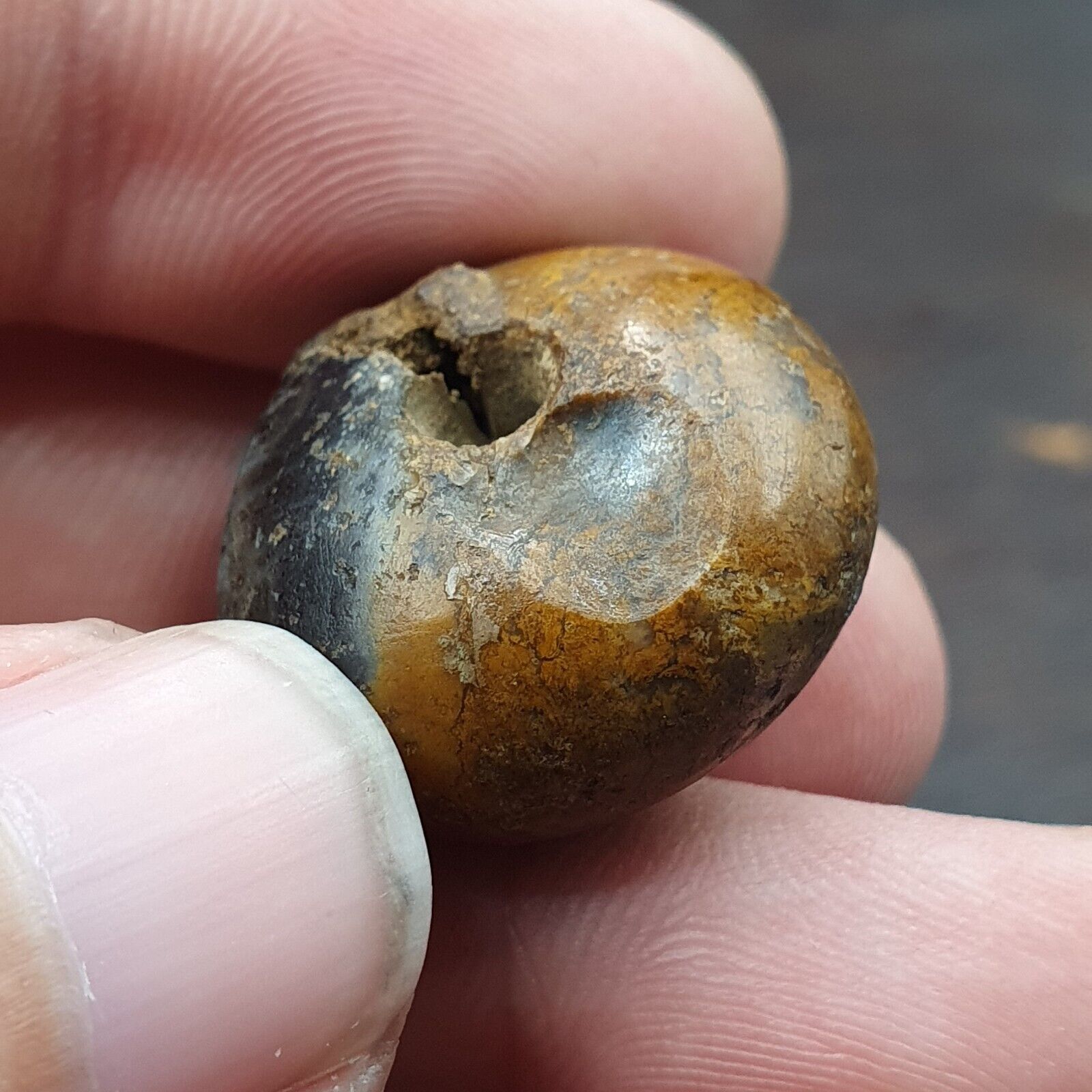 Unidentified King Face Ancient Agate Stamp Seal Very rare Bead.