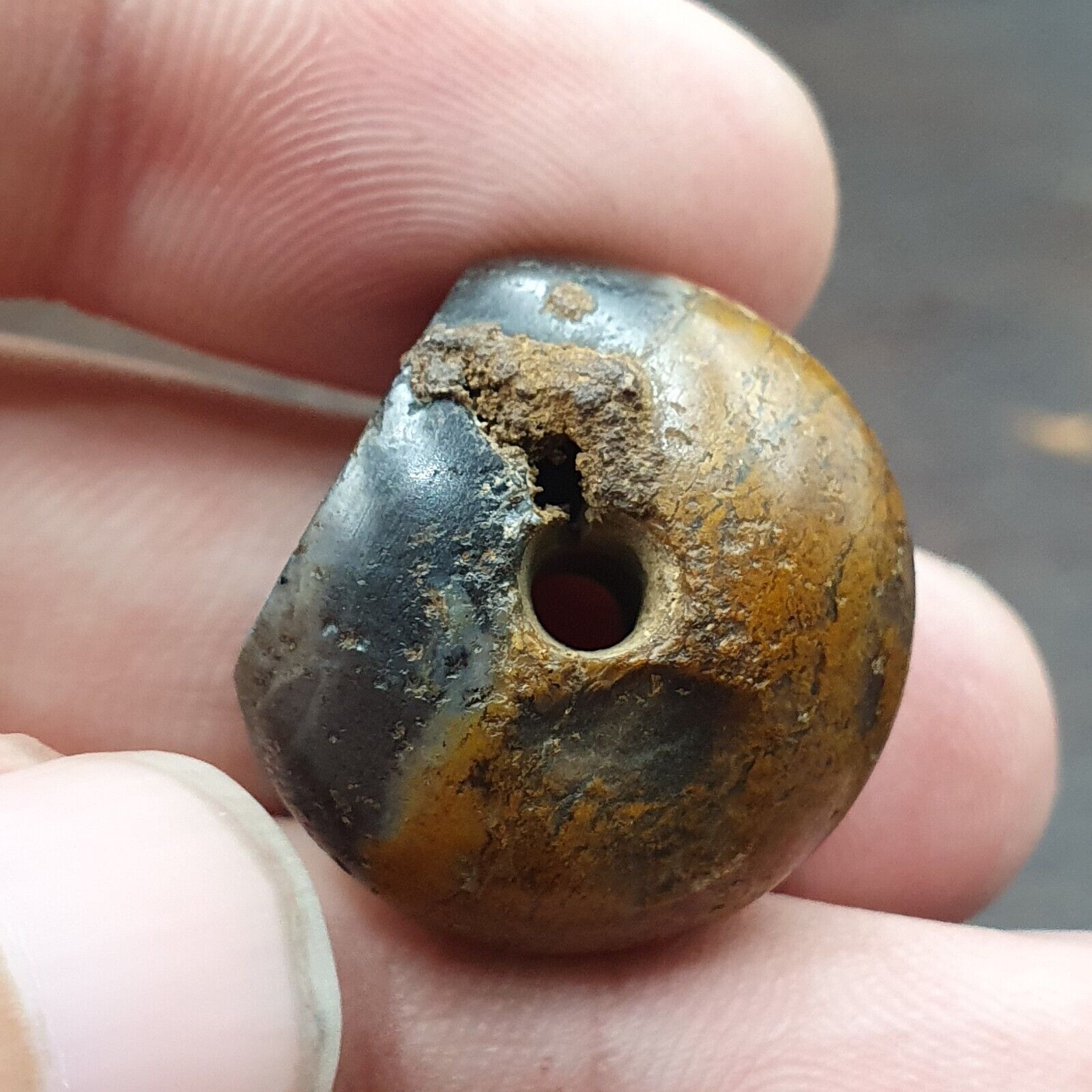 Unidentified King Face Ancient Agate Stamp Seal Very rare Bead.