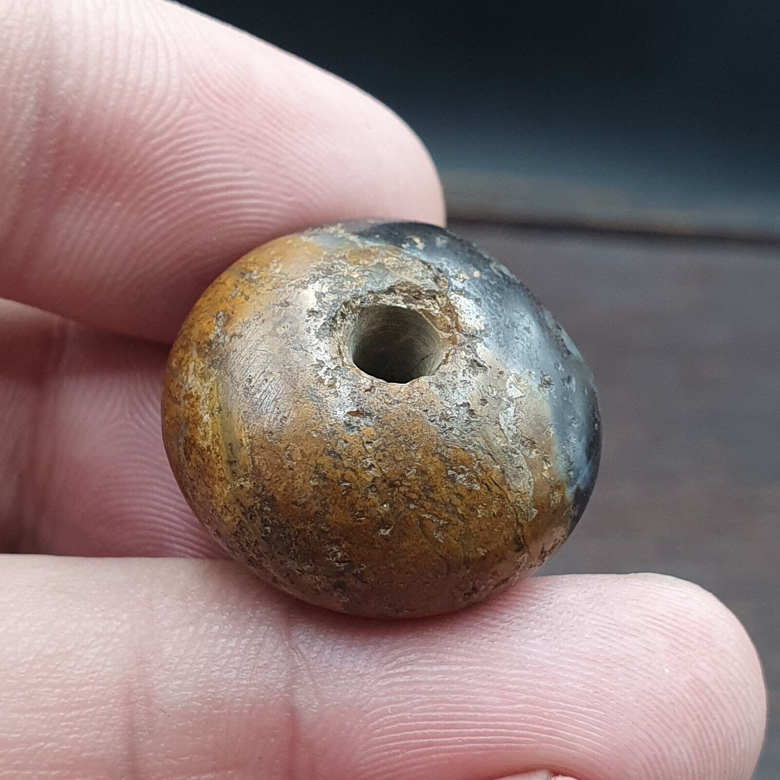 Unidentified King Face Ancient Agate Stamp Seal Very rare Bead.