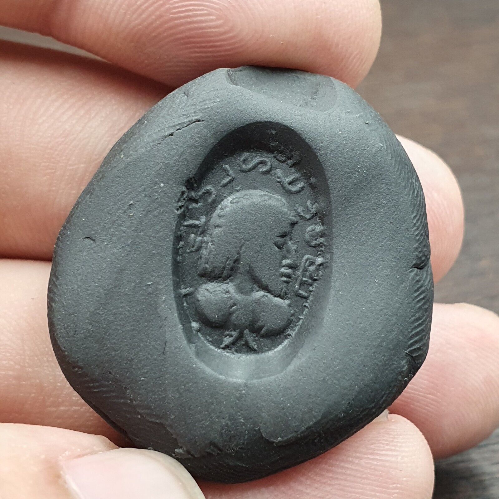 Unidentified King Face Ancient Agate Stamp Seal Very rare Bead.