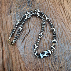 Dzi Agate Beads Vintage Himalayan Indo Tibetan Eye Beads Necklace
