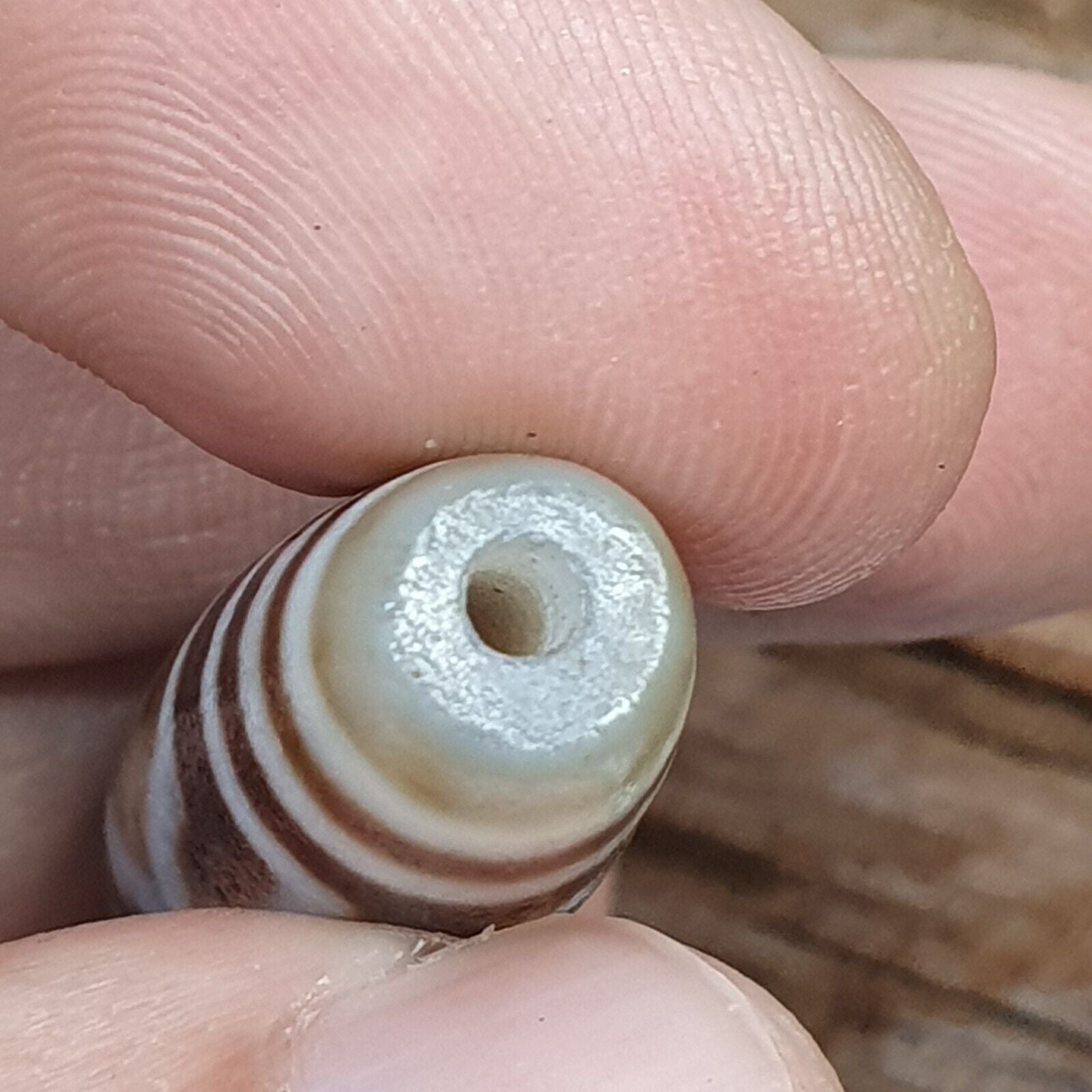 Tibetan Himalayan Agate 3 eyes in eye Dzi Bead Amulet circle and Square Eyes