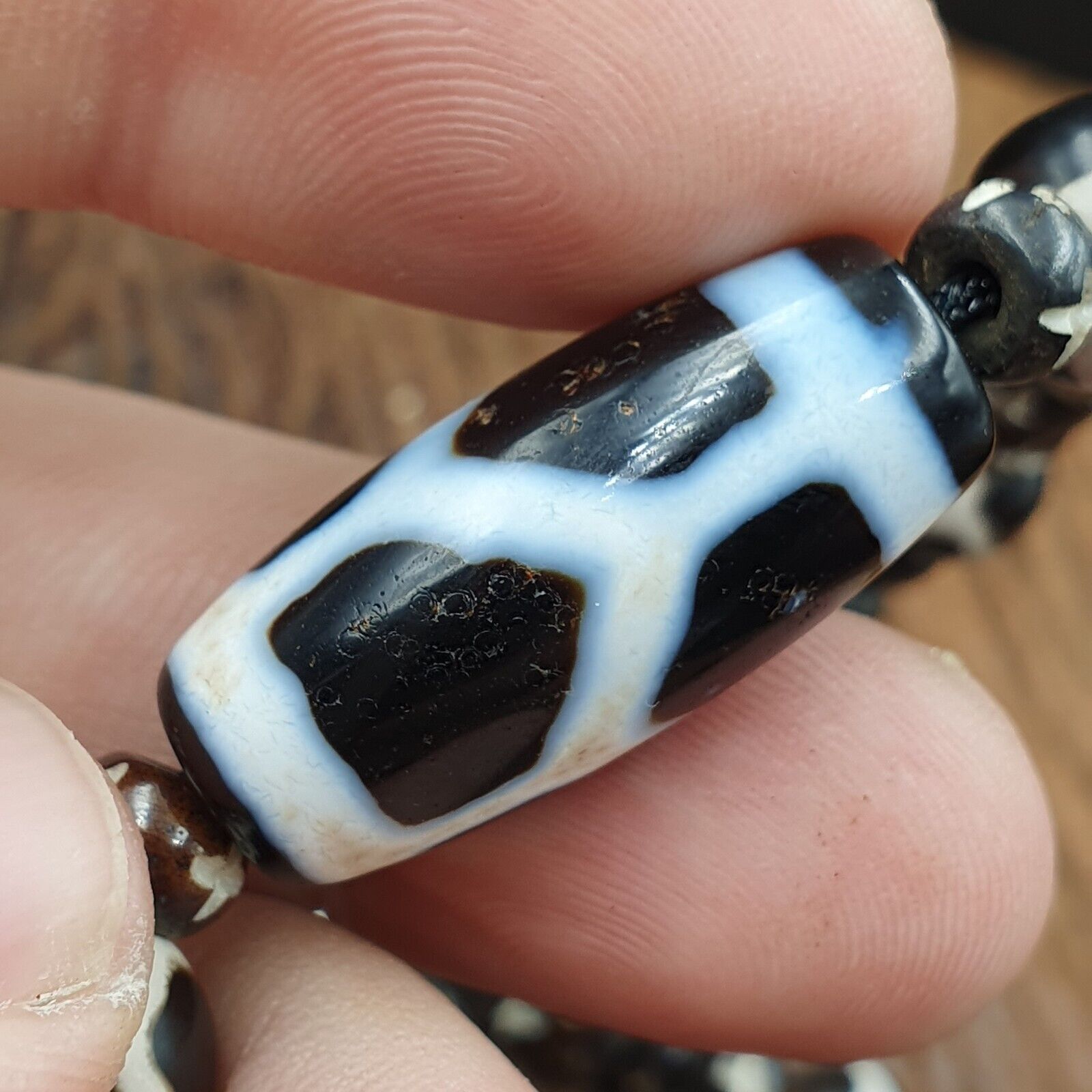 Dzi Agate Beads Vintage Himalayan Indo Tibetan Eye Beads Necklace