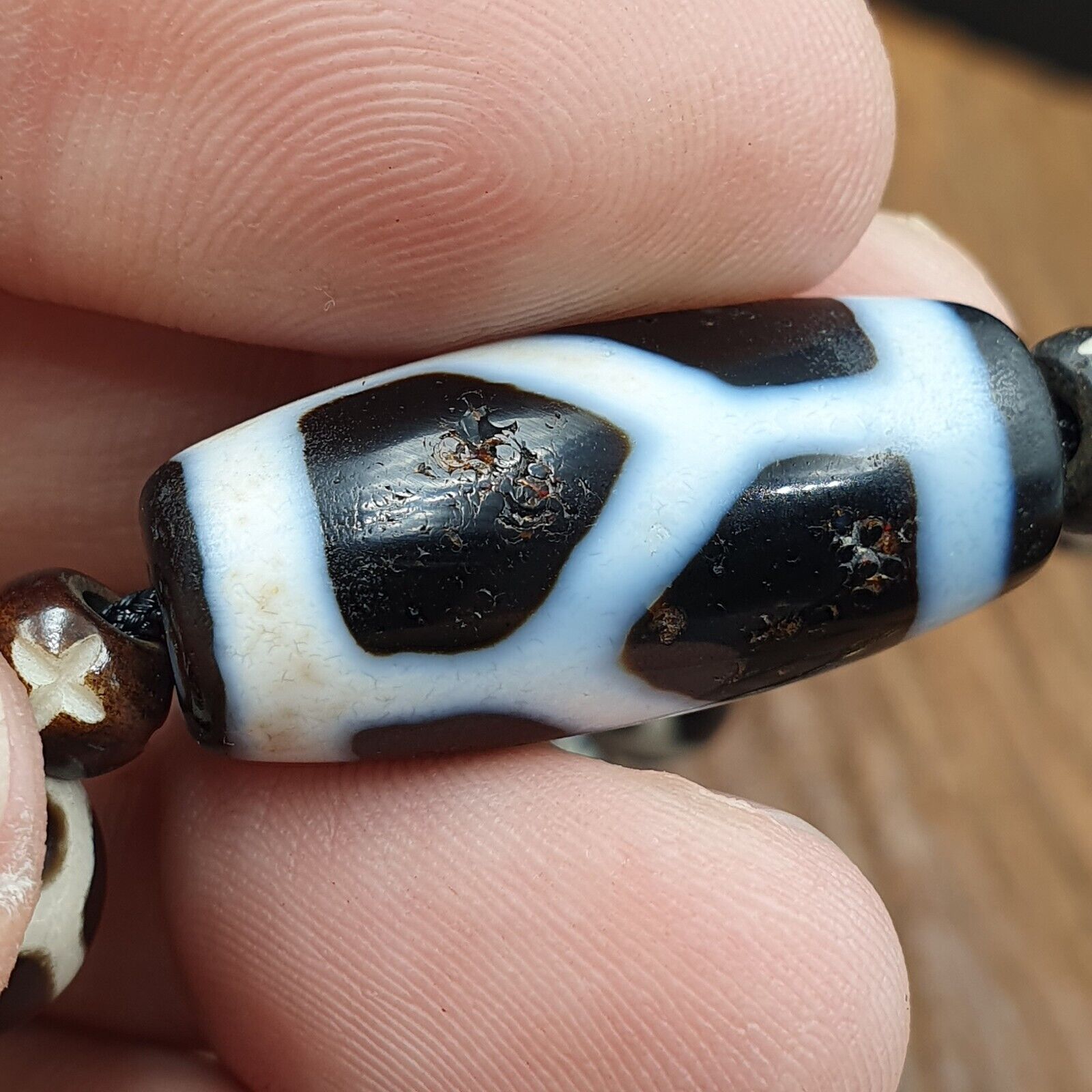 Dzi Agate Beads Vintage Himalayan Indo Tibetan Eye Beads Necklace