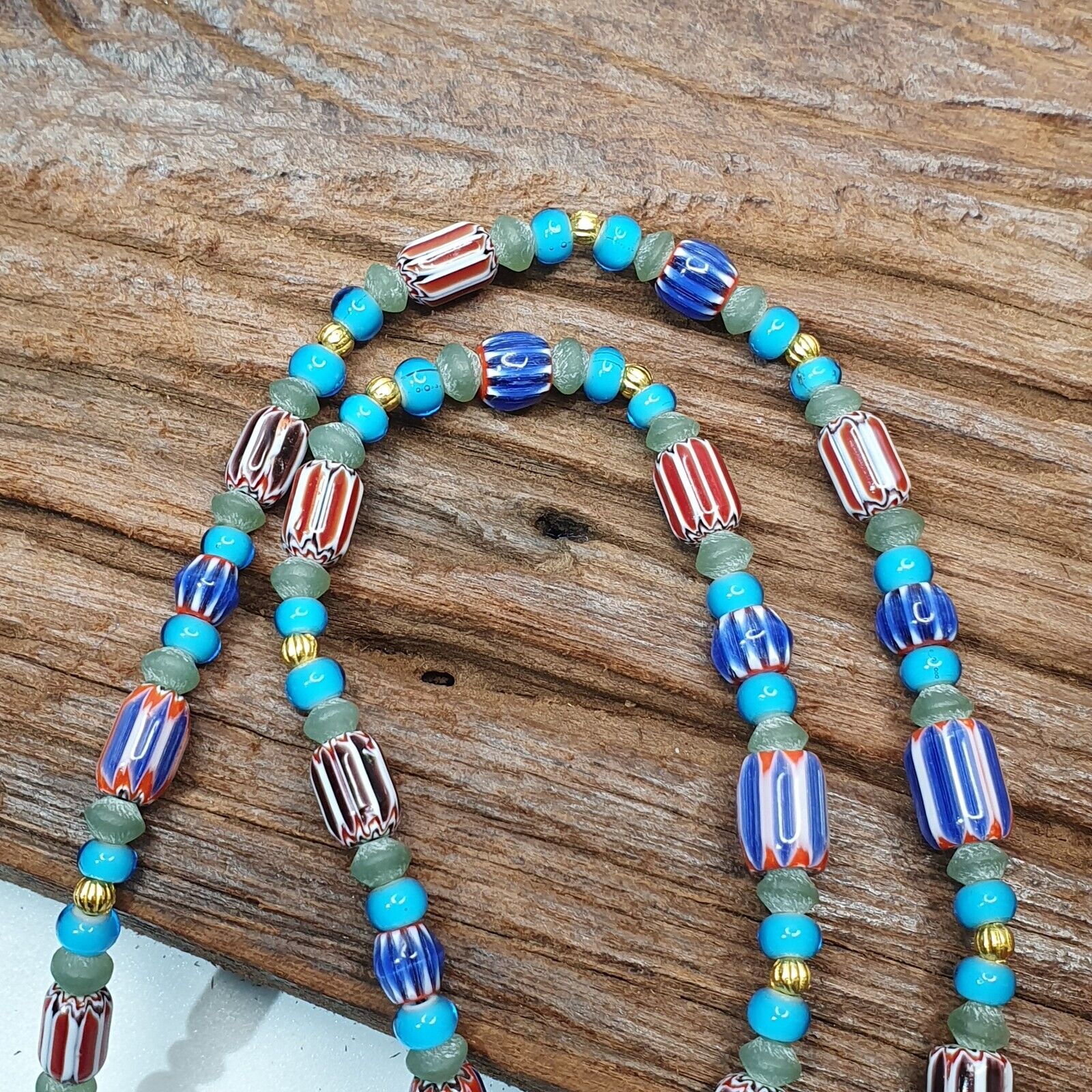 Vintage Chevron, jade, White heart, Feather Beads Strand H-11B