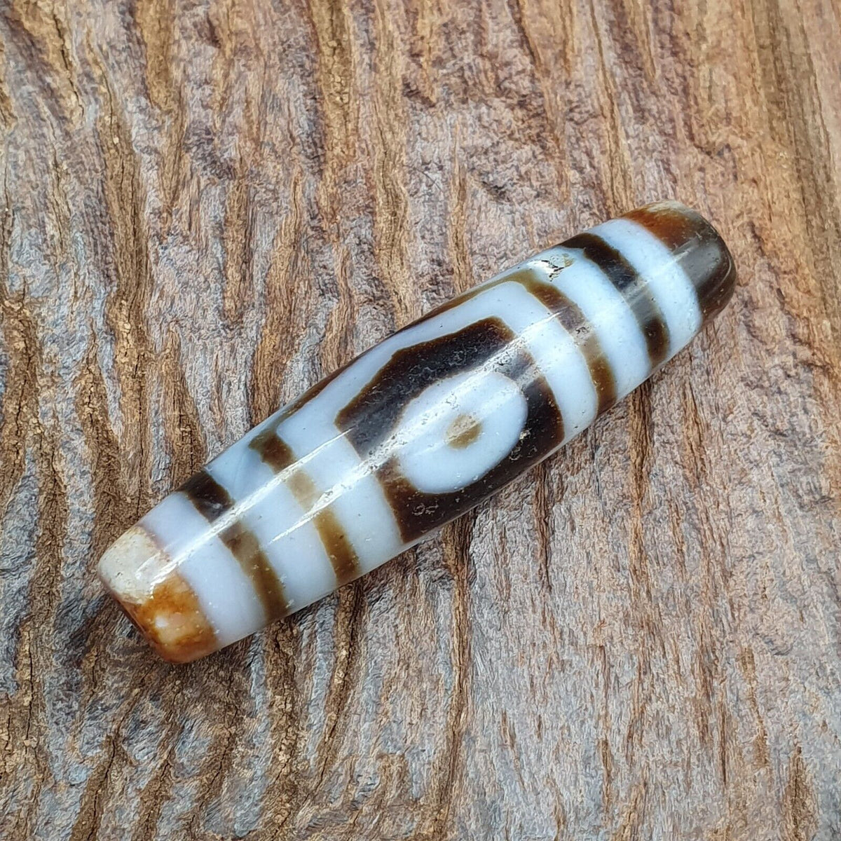 Himalayan Indo Tibetan Agate 3 eyes Lines Bead unique Patterns Dzi Amulet