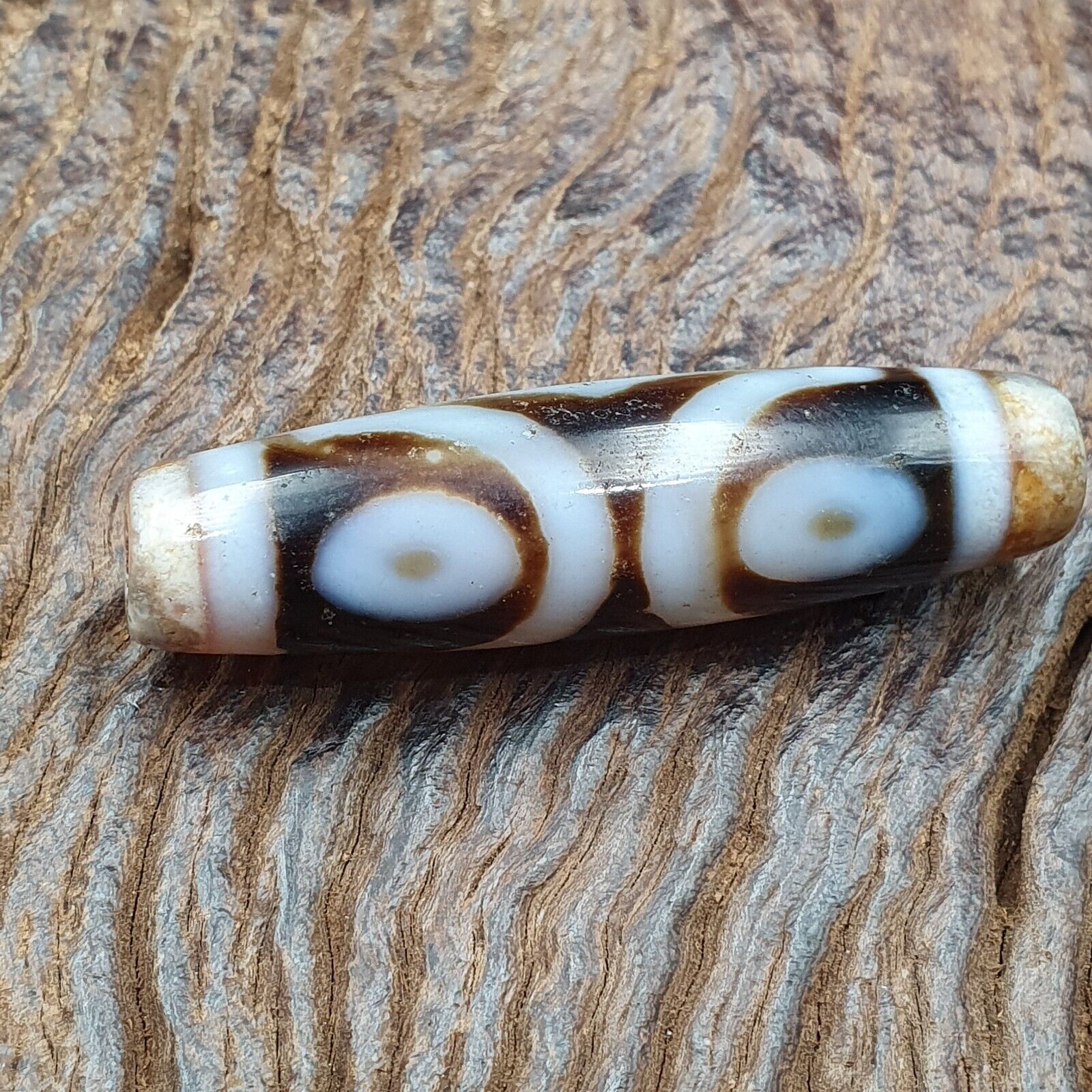 Himalayan Indo Tibetan Agate 3 eyes Lines Bead unique Patterns Dzi Amulet