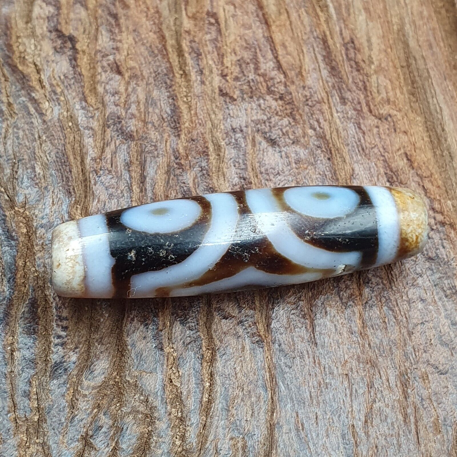 Himalayan Indo Tibetan Agate 3 eyes Lines Bead unique Patterns Dzi Amulet