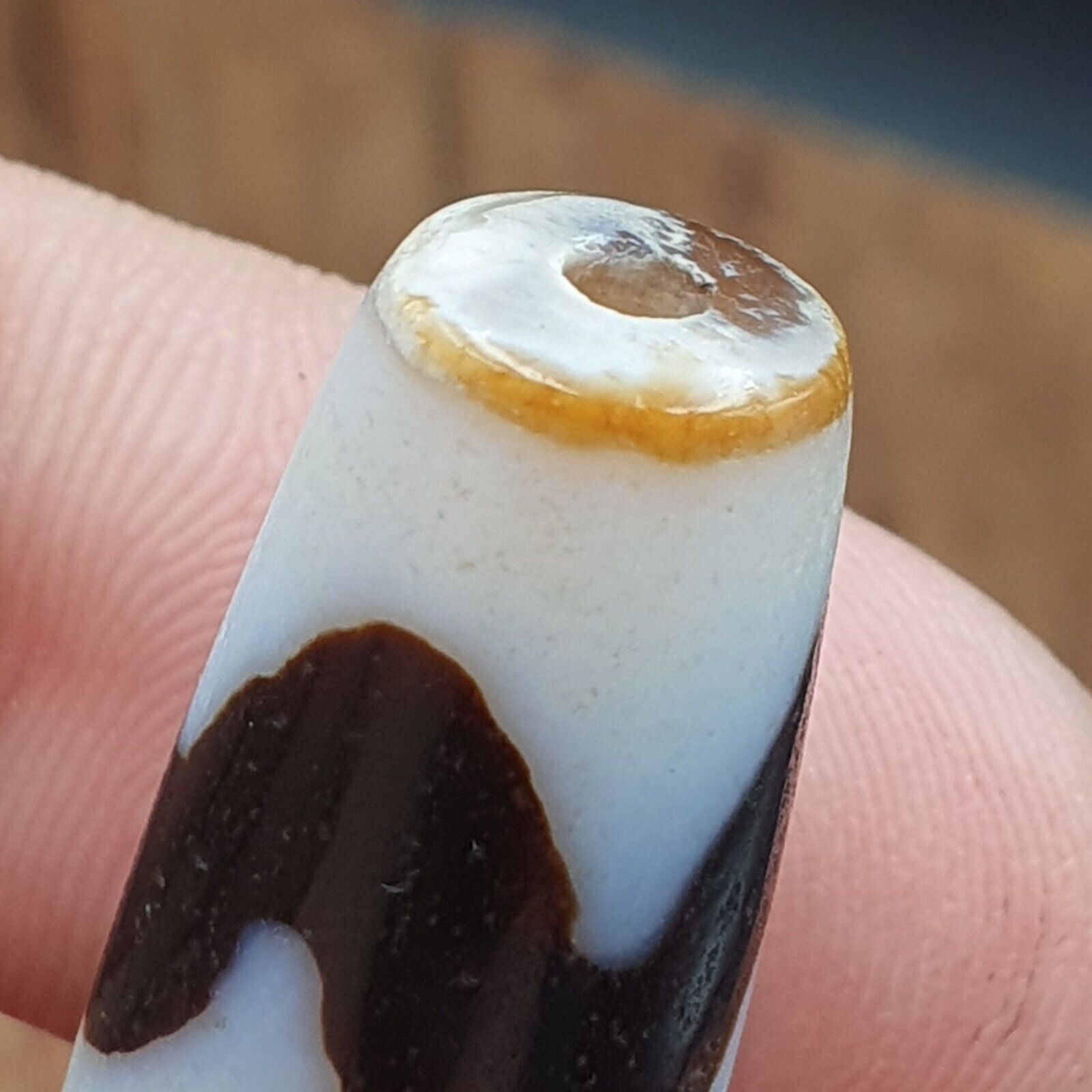 Himalayan Indo Tibetan Agate ZigZag Lines Bead unique Patterns Dzi Amulet