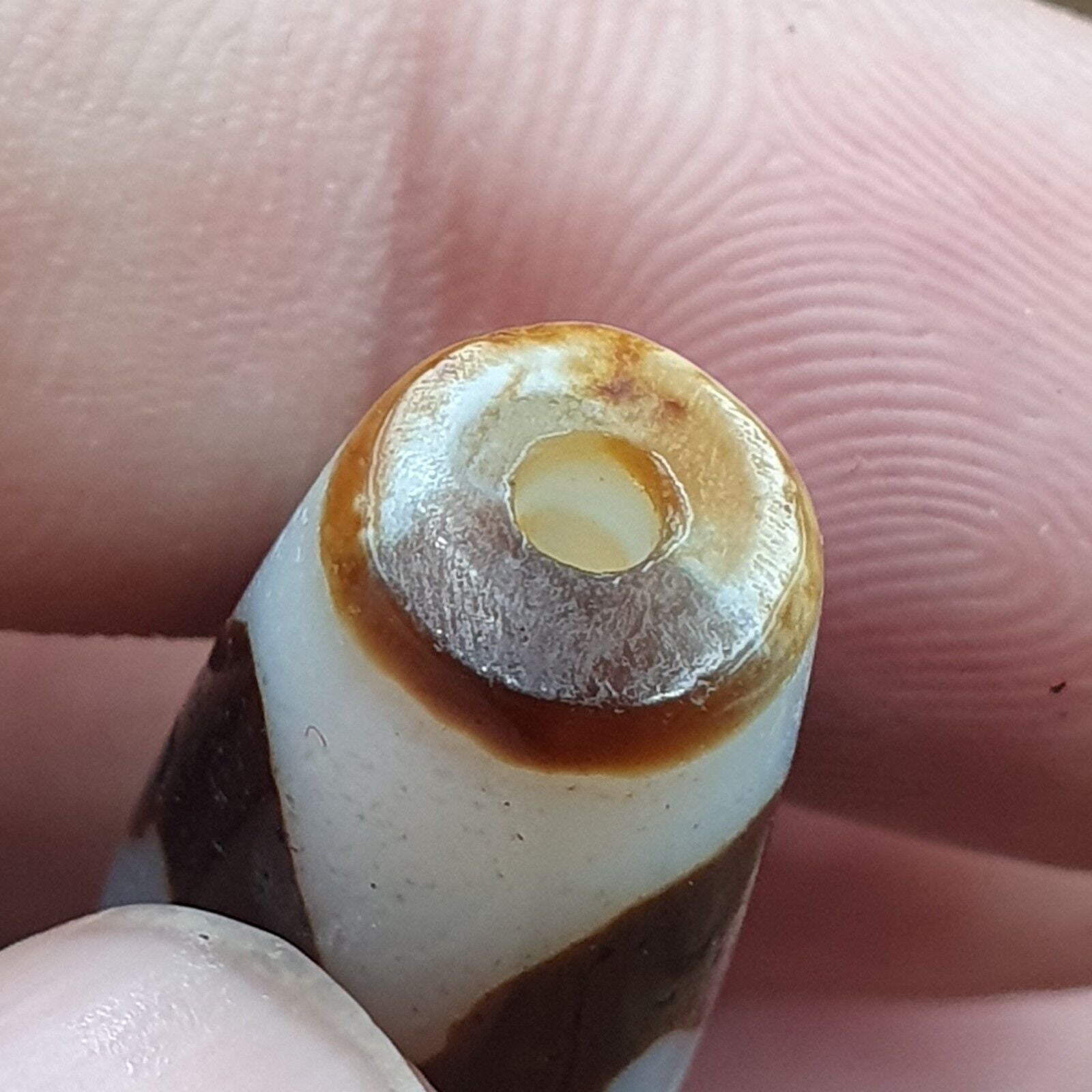 Himalayan Indo Tibetan Agate ZigZag Lines Bead unique Patterns Dzi Amulet