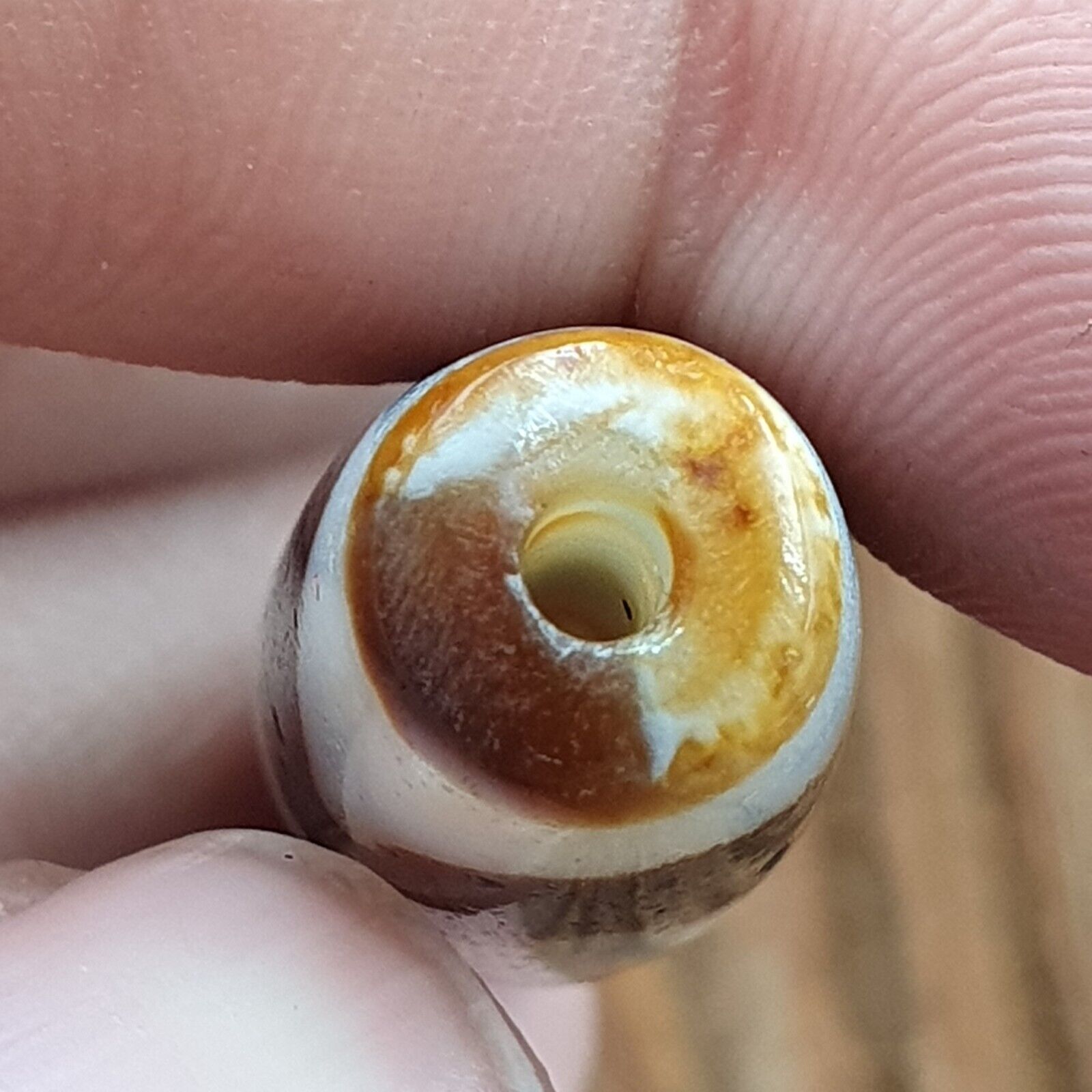 Himalayan Indo Tibetan Agate ZigZag Lines Bead unique Patterns Dzi Amulet