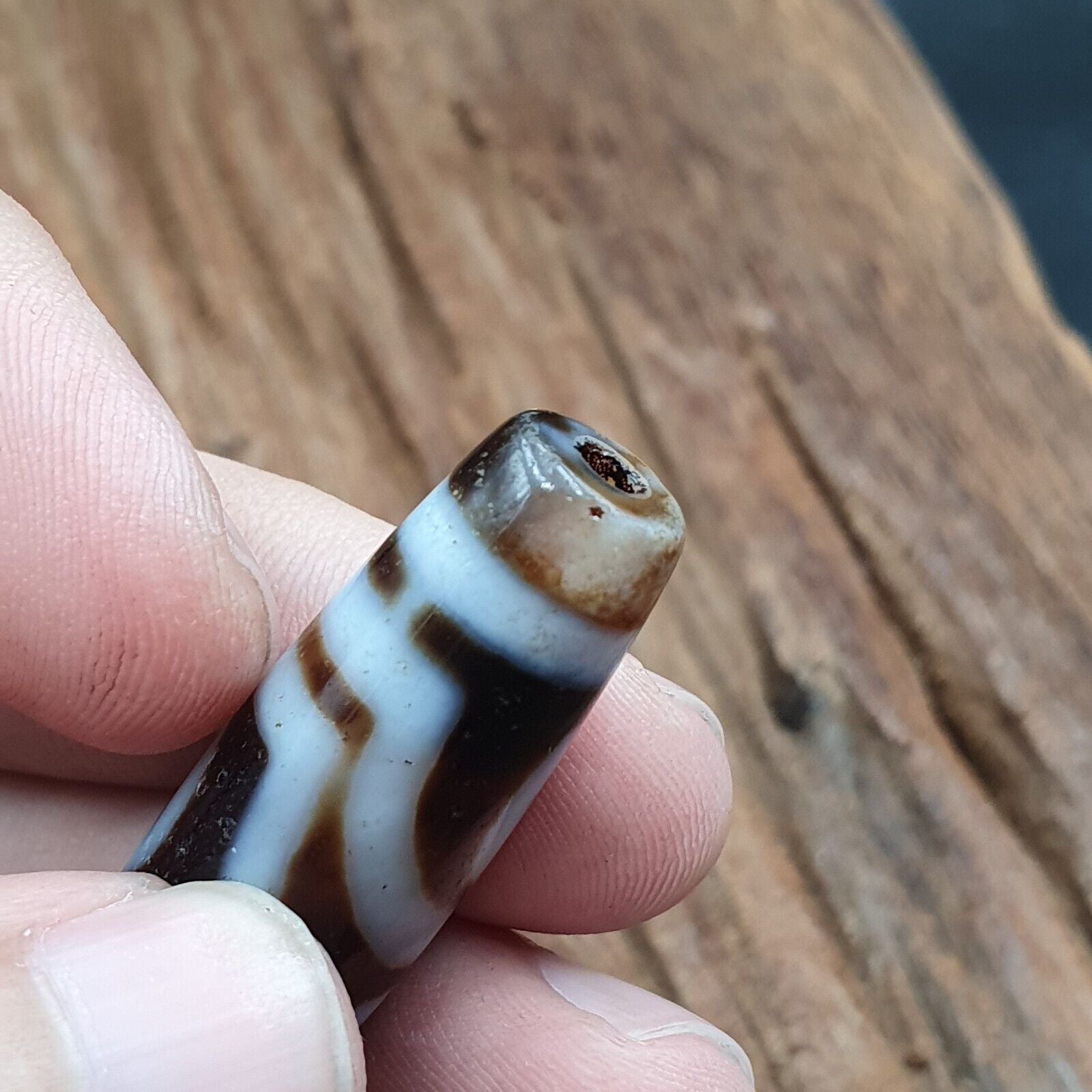 Himalayan Indo Tibetan Agate 3 eyes Lines Bead unique Patterns Dzi Amulet