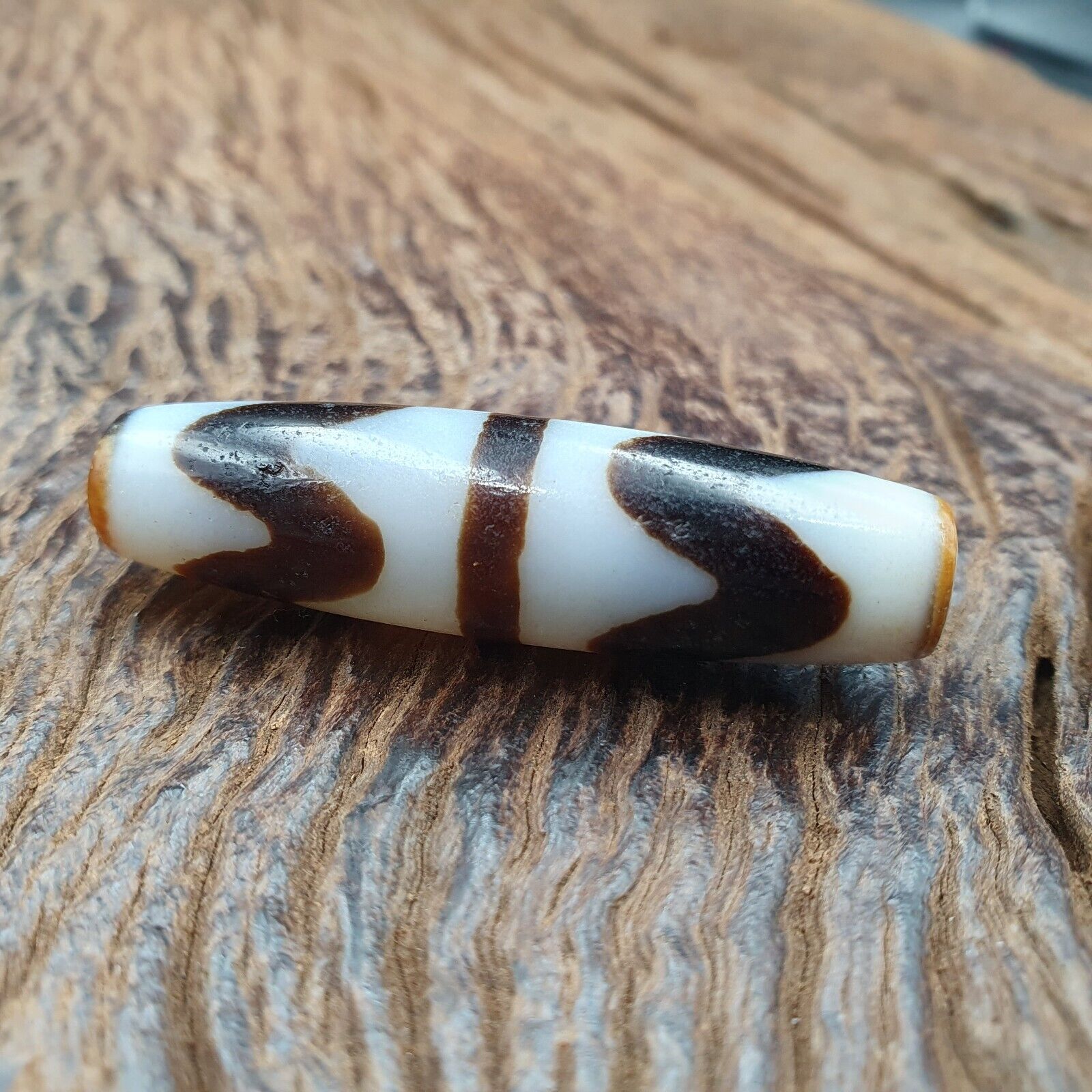 Himalayan Indo Tibetan Agate ZigZag Lines Bead unique Patterns Dzi Amulet