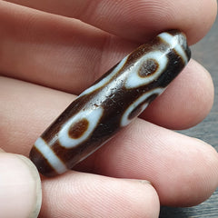 Vintage Tibetan 4 Eyes Unique pattern Agate stone Dzi Bead Amulet CT-9