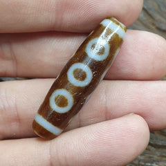 Vintage Tibetan Himalayan 5 Eyes Unique pattern Agate stone Dzi Bead Amulet CT8