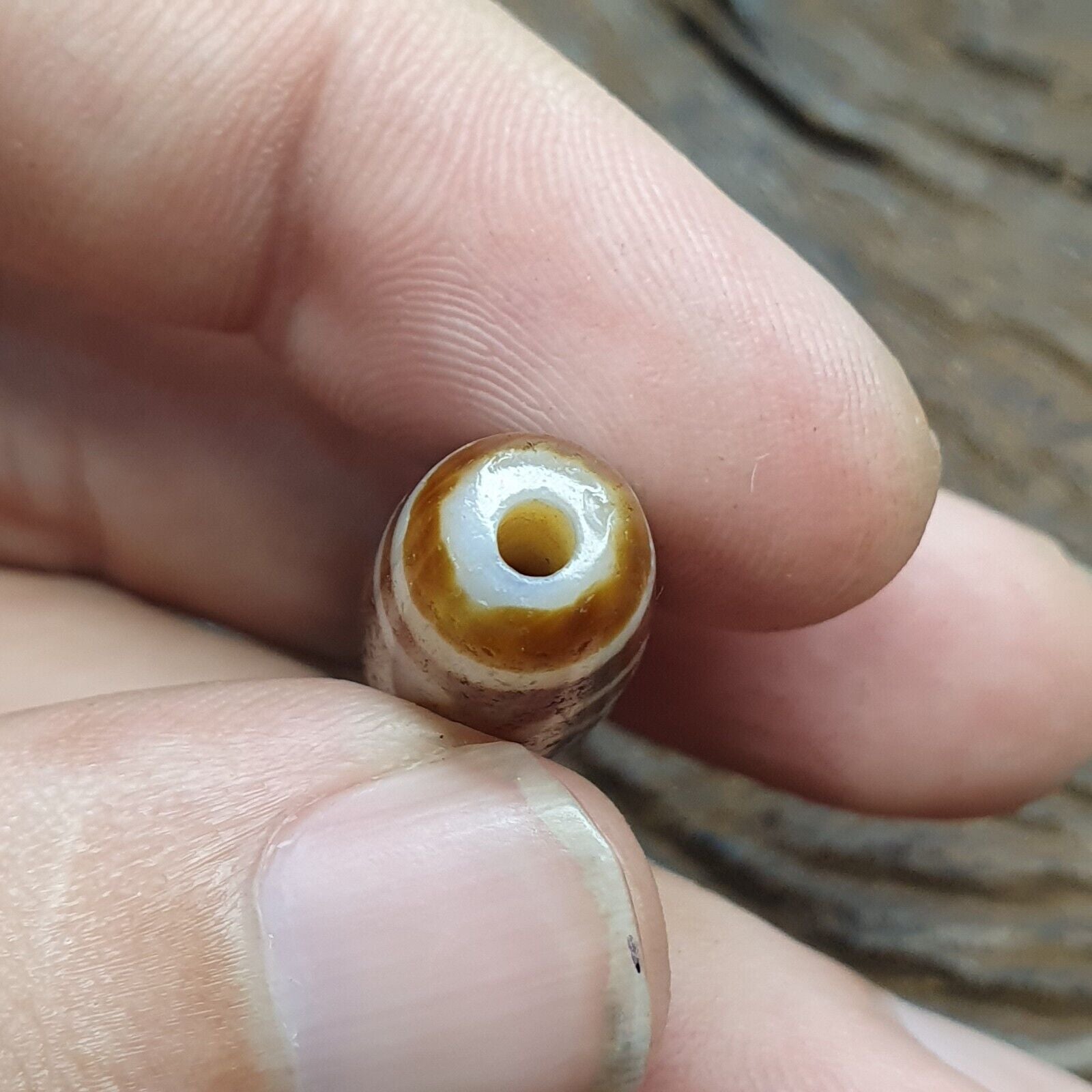 Vintage Tibetan Himalayan 5 Eyes Unique pattern Agate stone Dzi Bead Amulet CT8