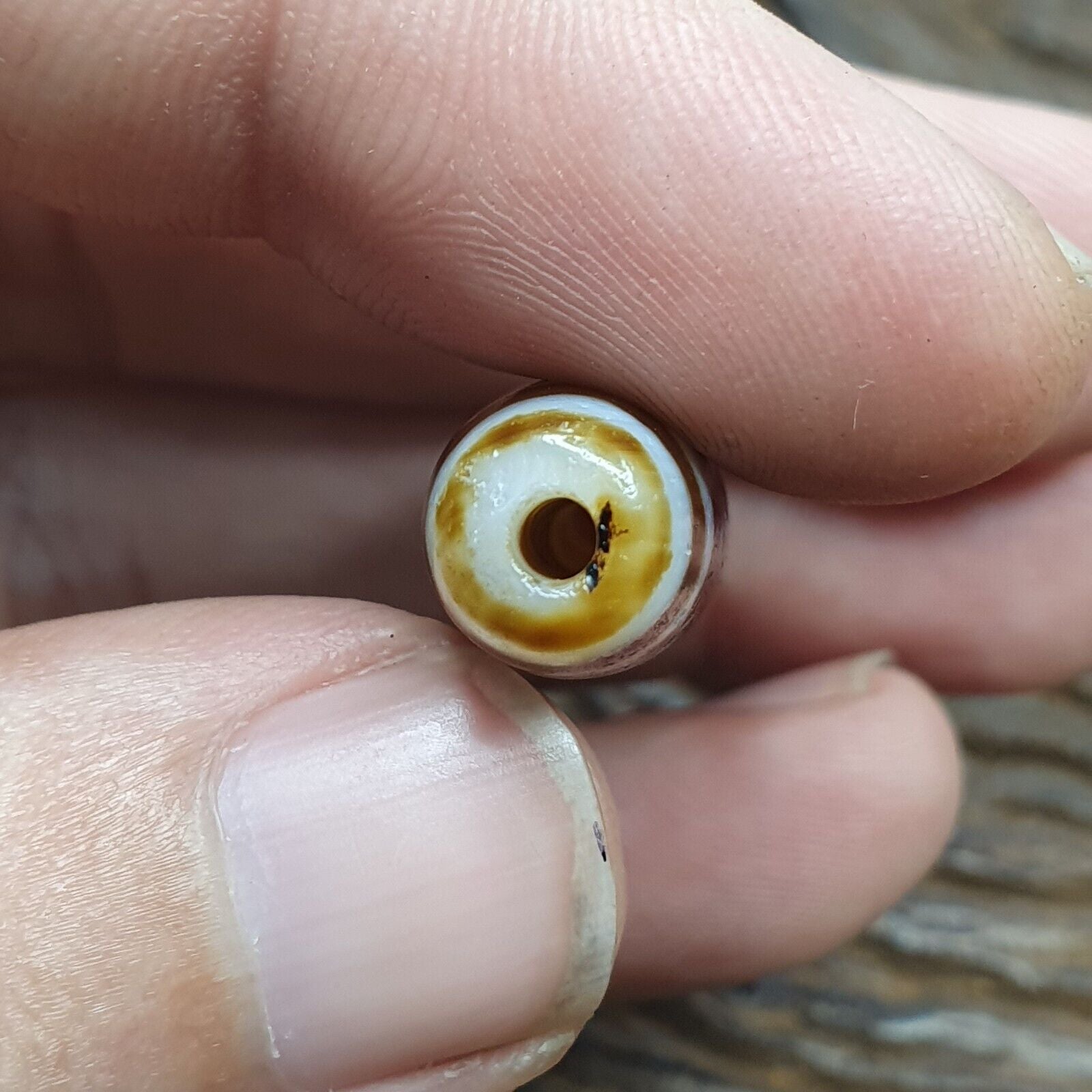 Vintage Tibetan Himalayan 5 Eyes Unique pattern Agate stone Dzi Bead Amulet CT8