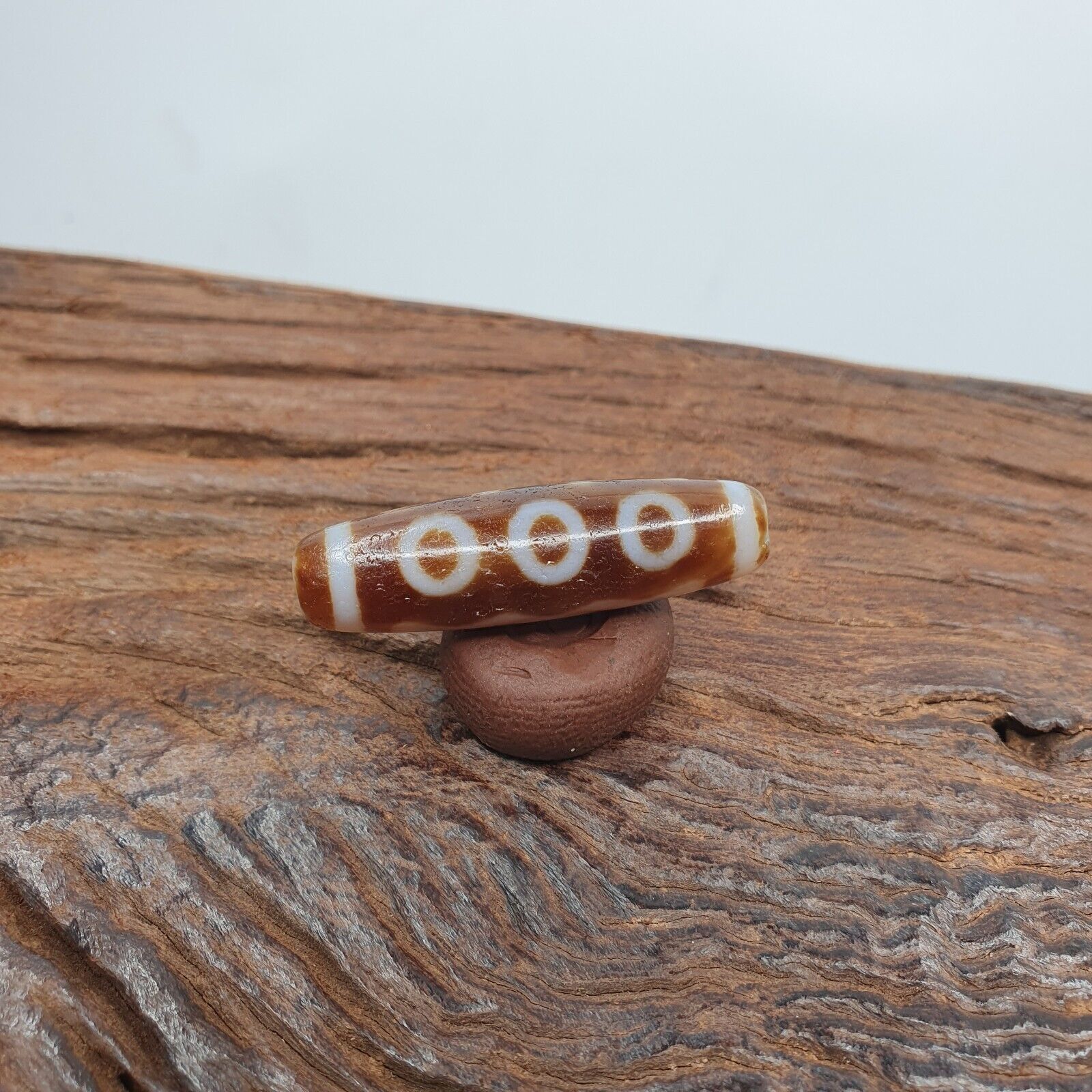 Vintage Tibetan Himalayan 5 Eyes Unique pattern Agate stone Dzi Bead Amulet CT8