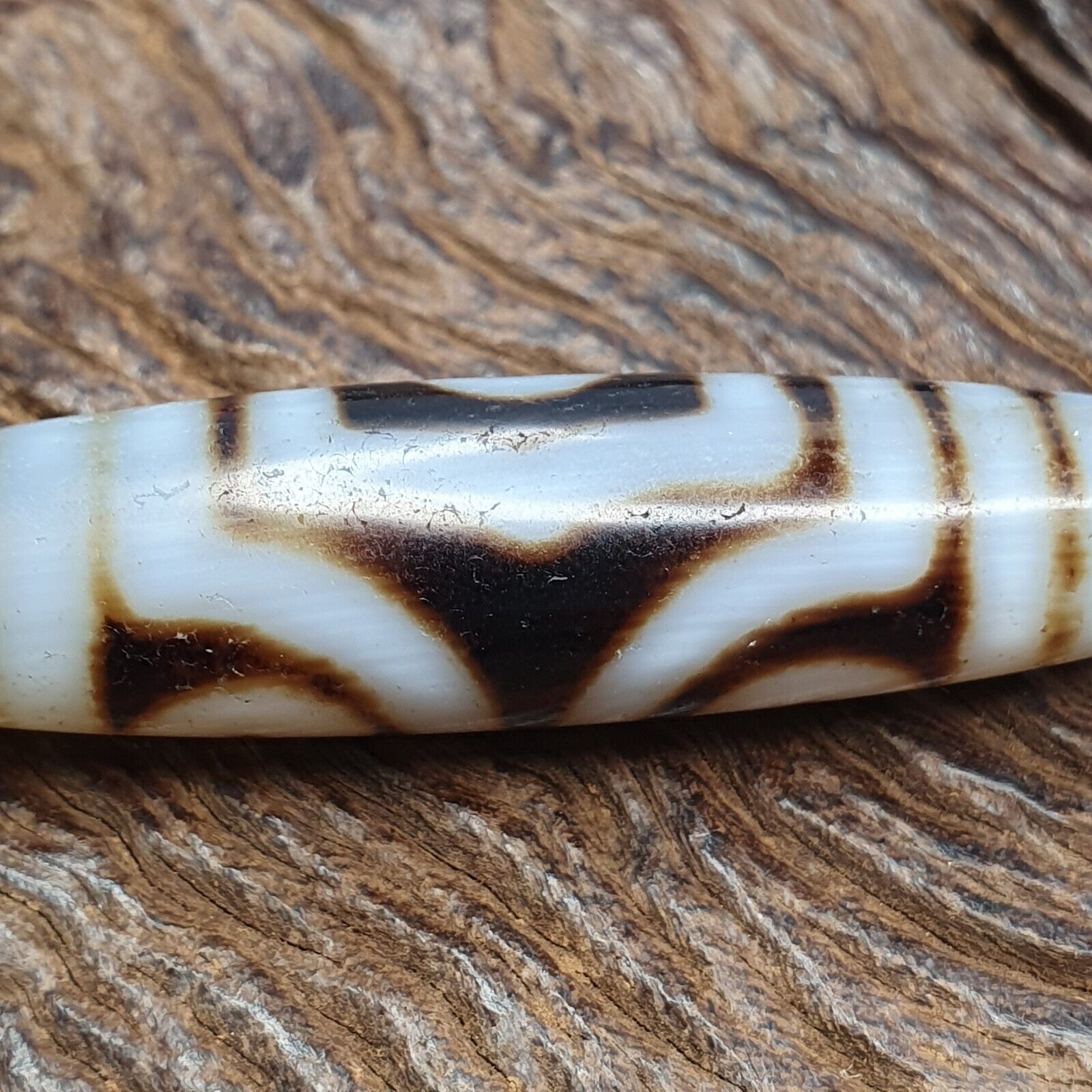 Antique Vintage Old Himalayan Indo Tibetan Agate Beads Unique pattern Bracelet