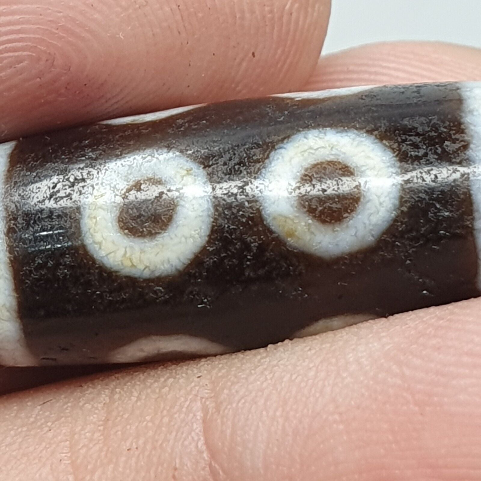 Old Tibetan Himalayan 8 Eyes 4 Stripes Agate stone Dzi Bead Amulet CT-6