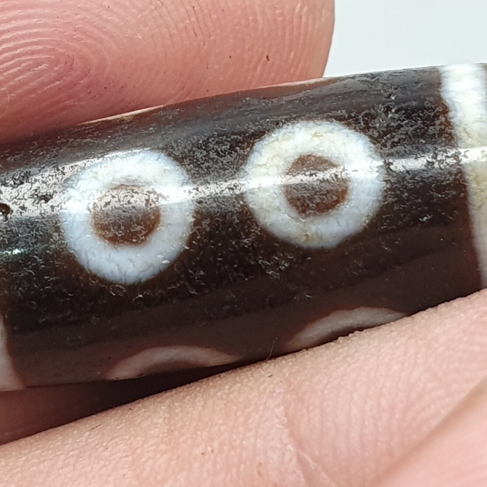 Old Tibetan Himalayan 8 Eyes 4 Stripes Agate stone Dzi Bead Amulet CT-6