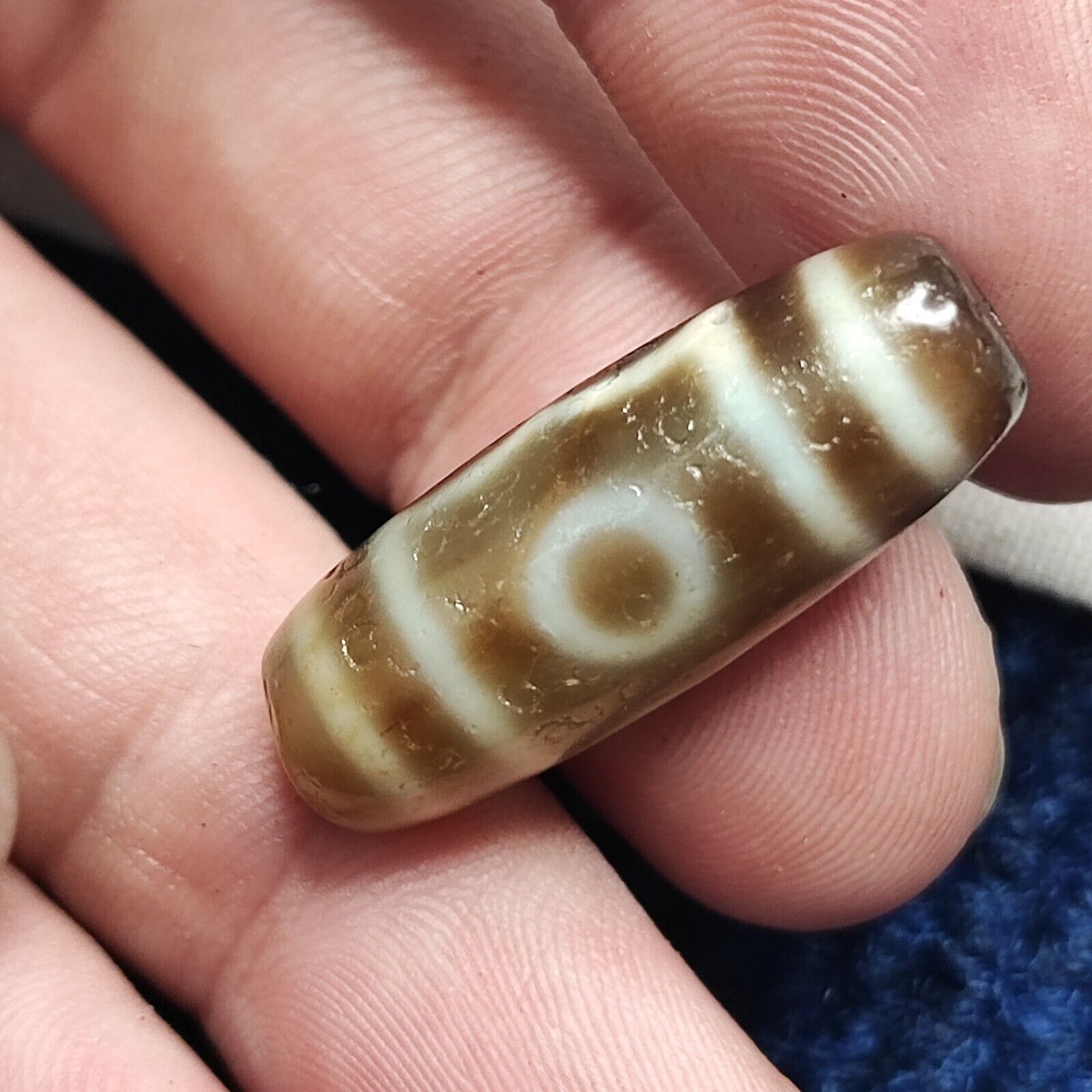 3 Eyes Antique Old Tibetan High Quality Agate Dzi Bead Amulet 127