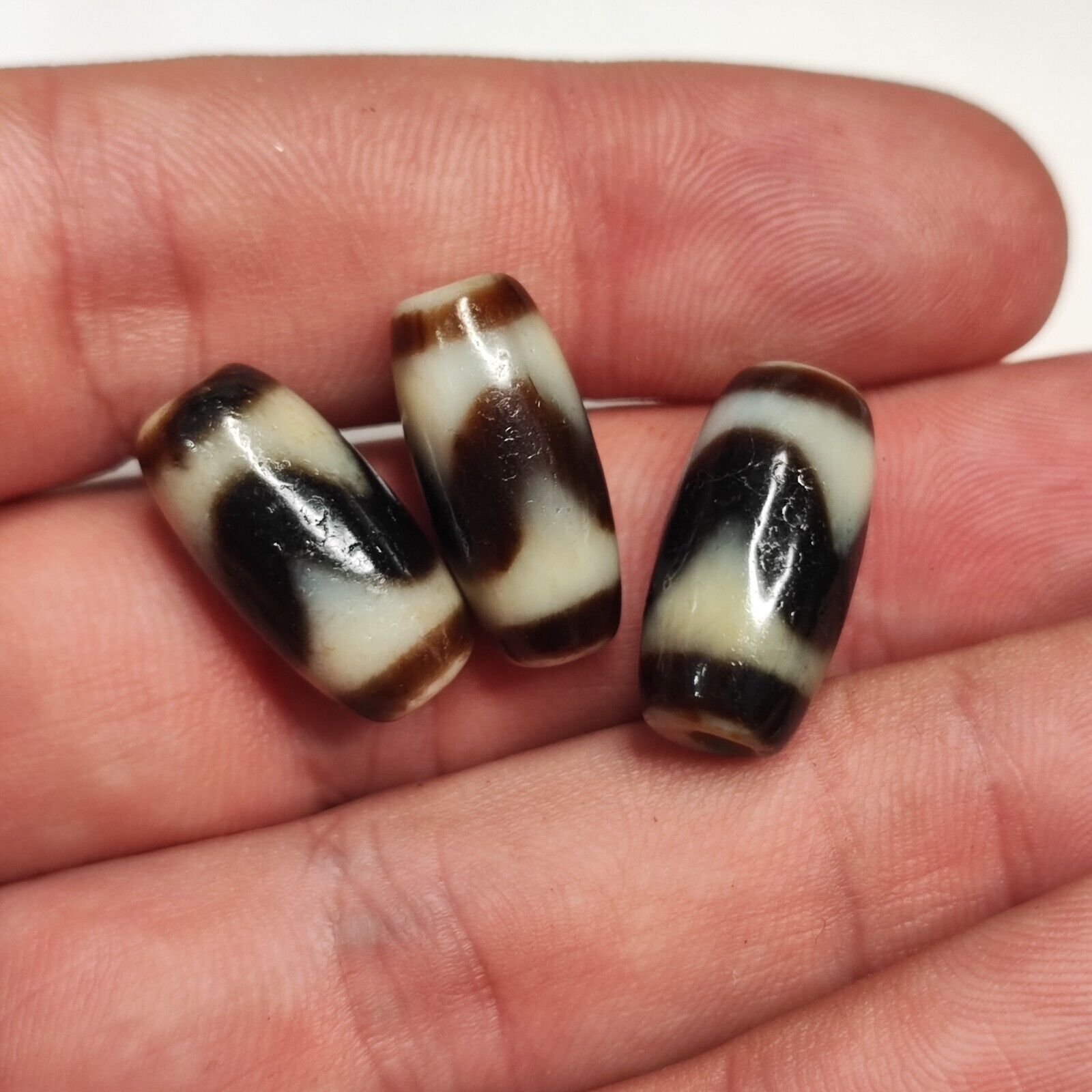 Lot 3 Powerful Unique patterns  Tibetan Agate Dzi Bead Amulet 130
