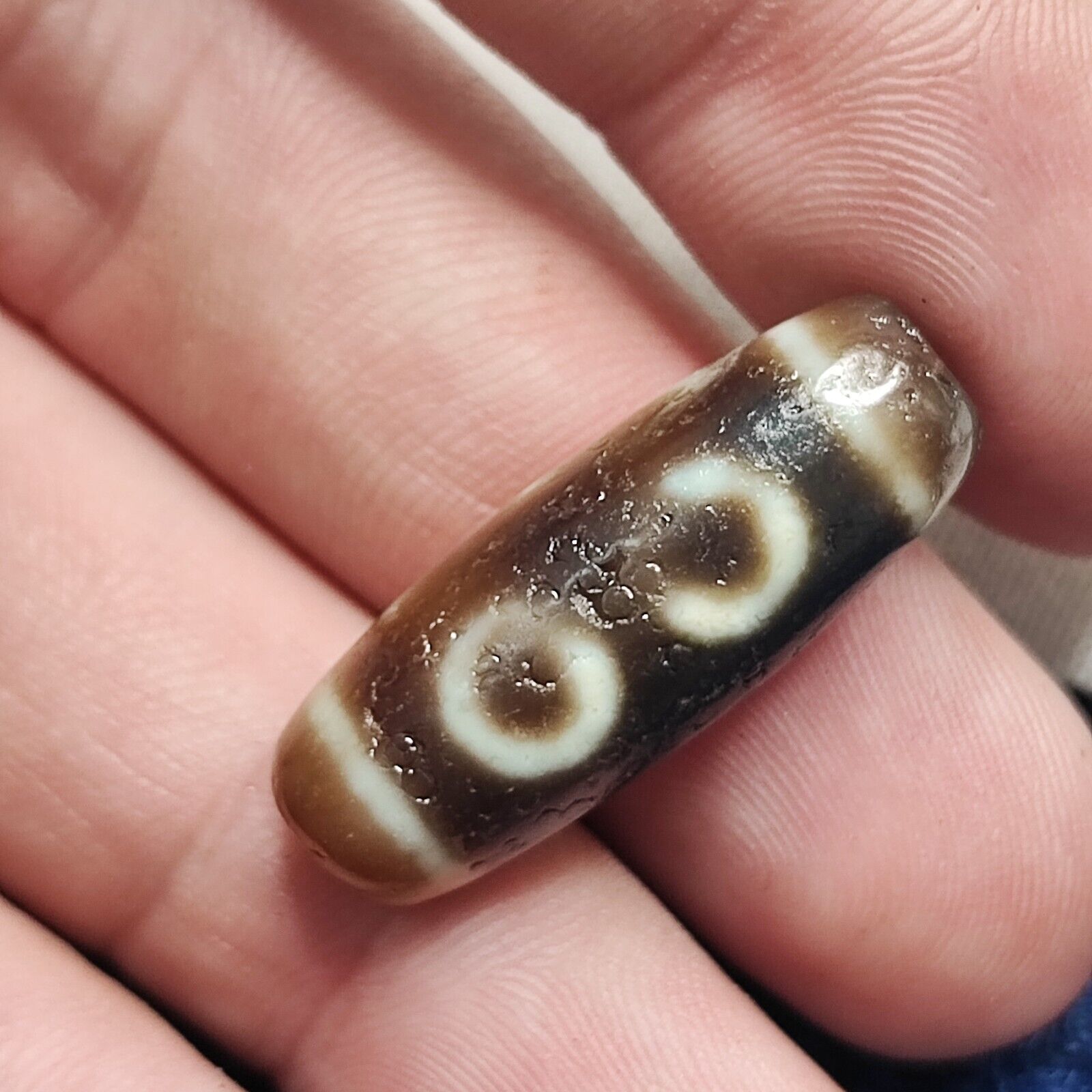 3 Eyes Antique Old Tibetan High Quality Agate Dzi Bead Amulet 127