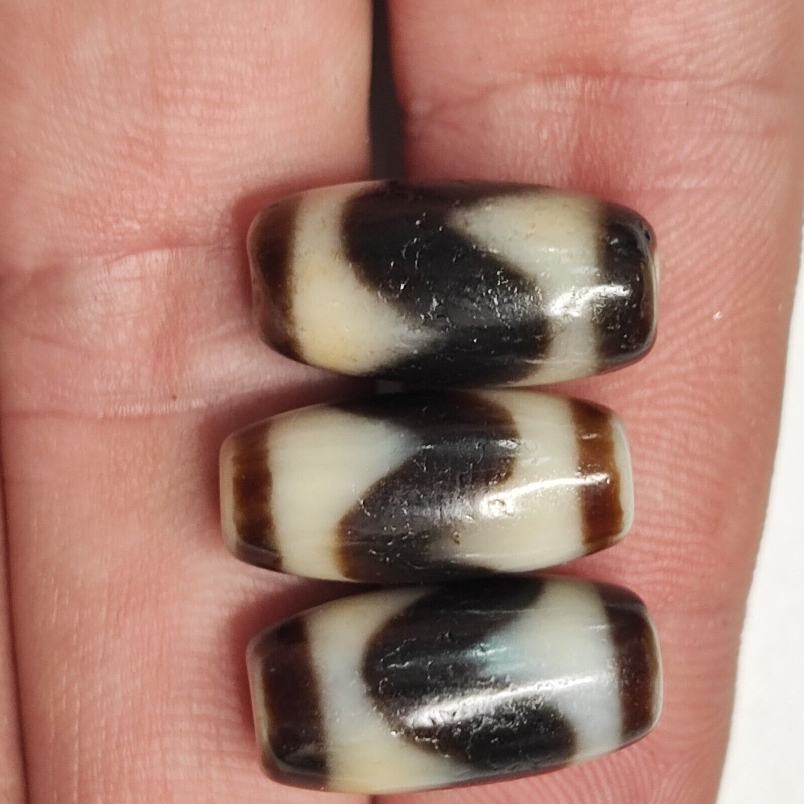 Lot 3 Powerful Unique patterns  Tibetan Agate Dzi Bead Amulet 130