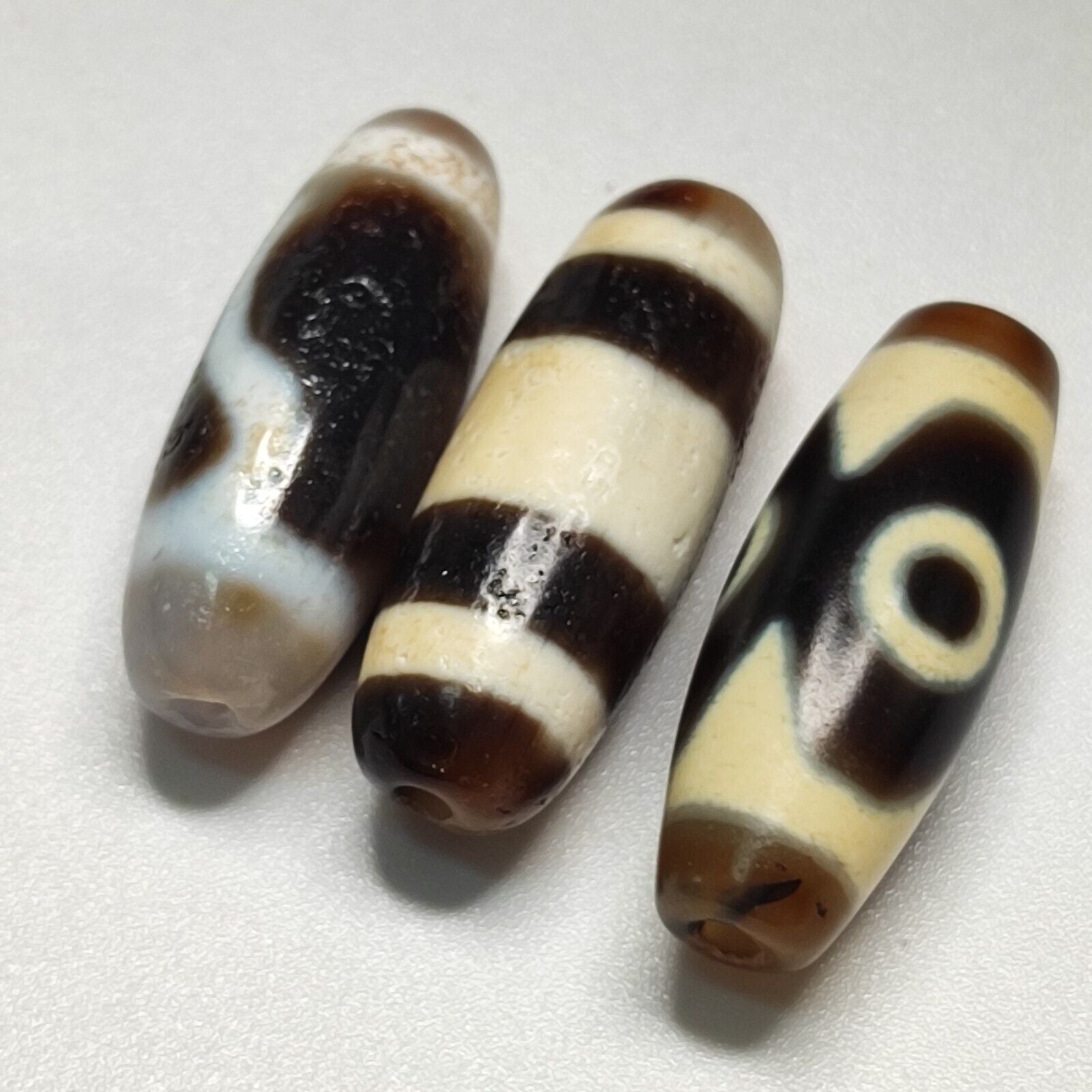 Lot 3 Powerful Unique patterns Antique Tibetan Agate Dzi Bead Amulet 126