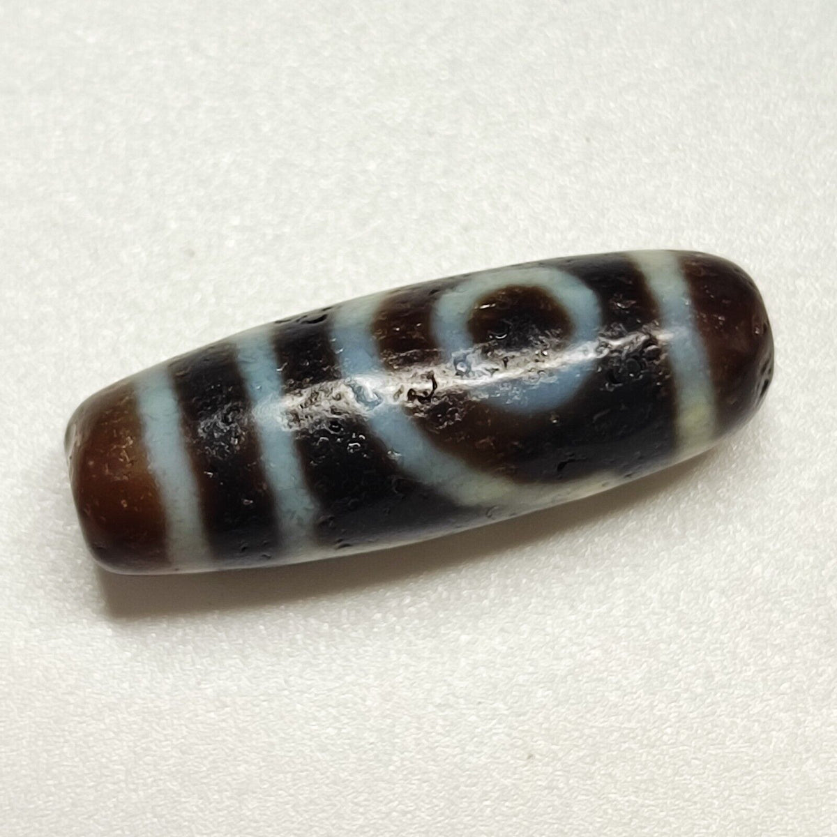 2 Slide Eyes Antique Old Tibetan High Quality Agate Dzi Bead Amulet 123