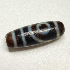 2 Slide Eyes Antique Old Tibetan High Quality Agate Dzi Bead Amulet 123