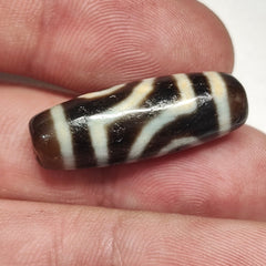 2 Slide Eyes Antique Old Tibetan High Quality Agate Dzi Bead Amulet 123