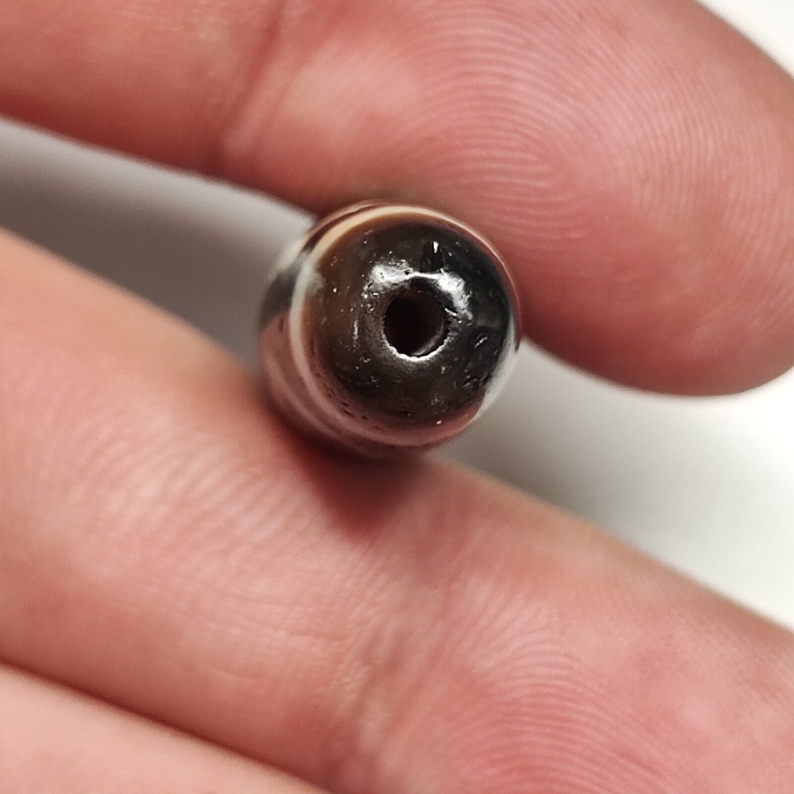 2 Slide Eyes Antique Old Tibetan High Quality Agate Dzi Bead Amulet 123