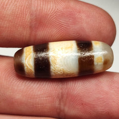2 Stripes pattern Antique Old Tibetan High Quality Agate Dzi Bead Amulet 124