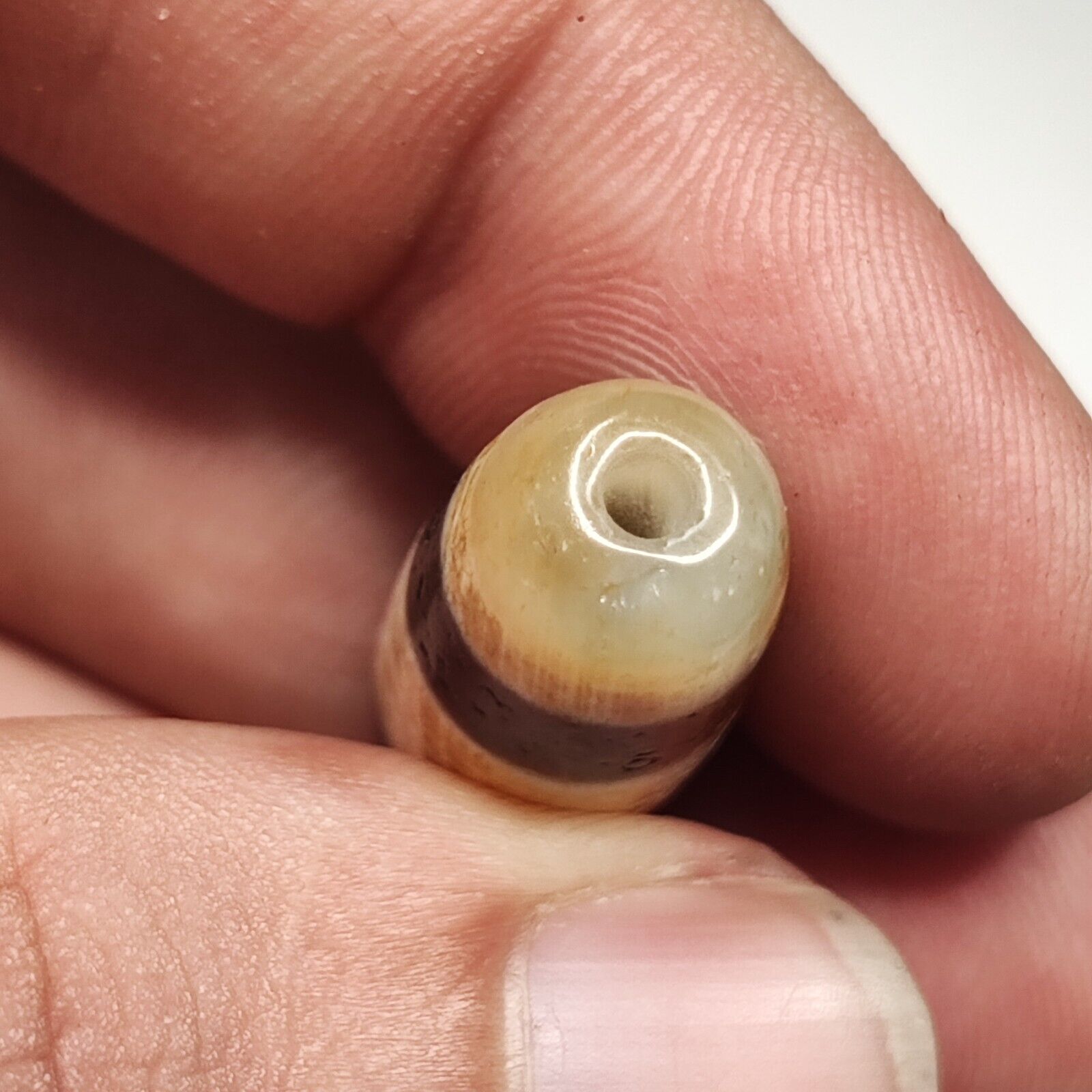 2 Stripes pattern Antique Old Tibetan High Quality Agate Dzi Bead Amulet 124