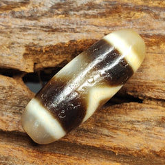 2 Diamond Eyes Antique Old Tibetan High Quality Agate Dzi Bead Amulet 122