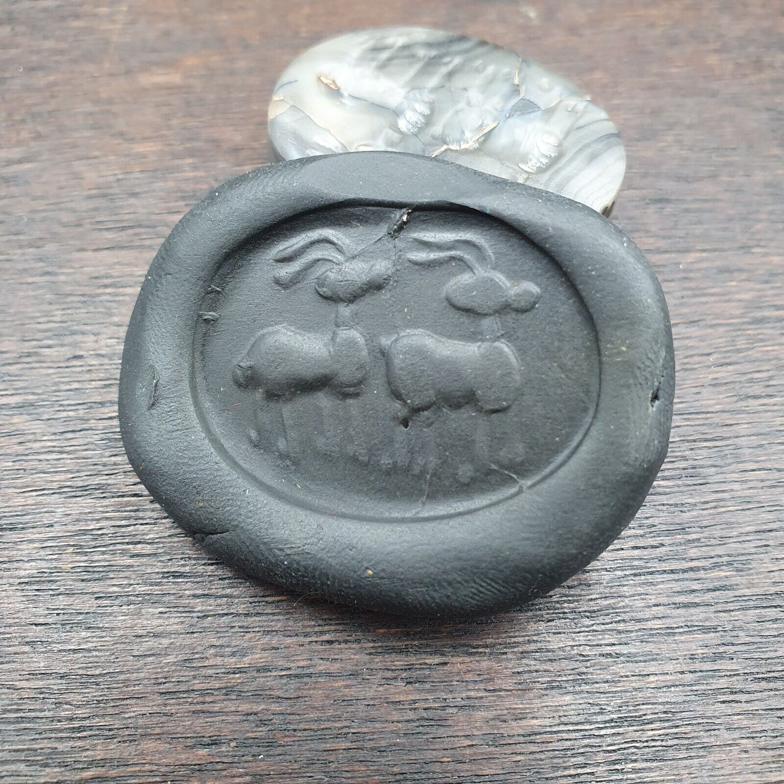 Antient Antique Babylonian intaglio Agate Bead, Stamp Seal
