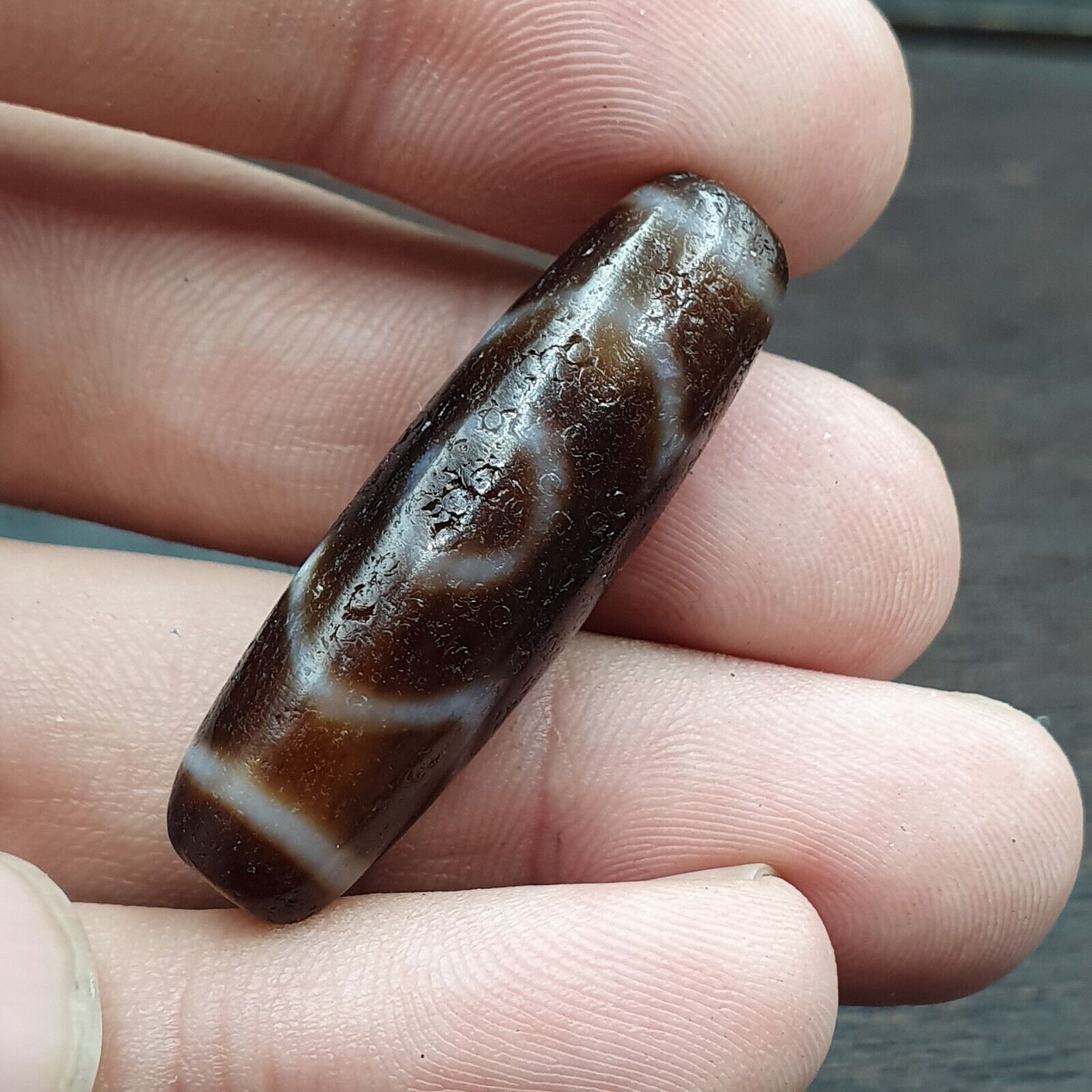 High Quality Tibetan 3 Eyes Unique pattern Agate stone Dzi Bead Amulet CT-10