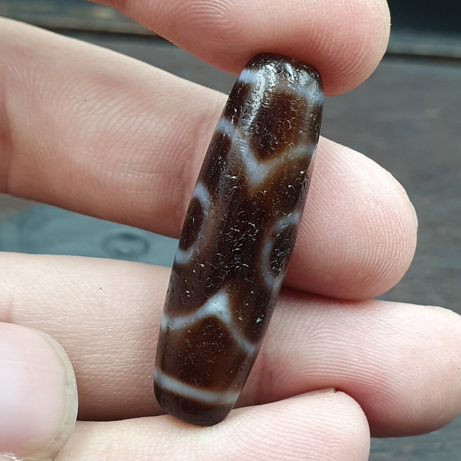 High Quality Tibetan 3 Eyes Unique pattern Agate stone Dzi Bead Amulet CT-10