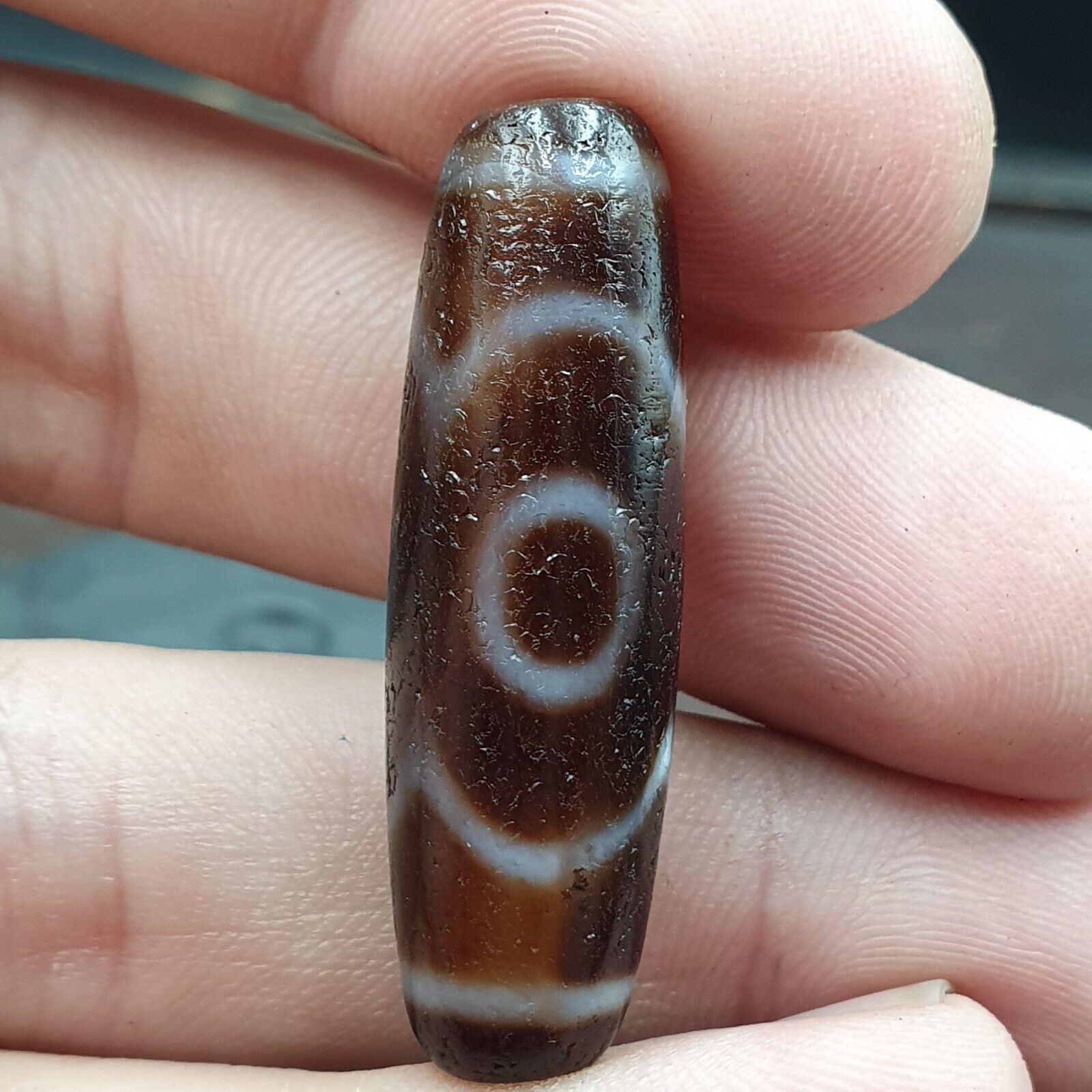 High Quality Tibetan 3 Eyes Unique pattern Agate stone Dzi Bead Amulet CT-10