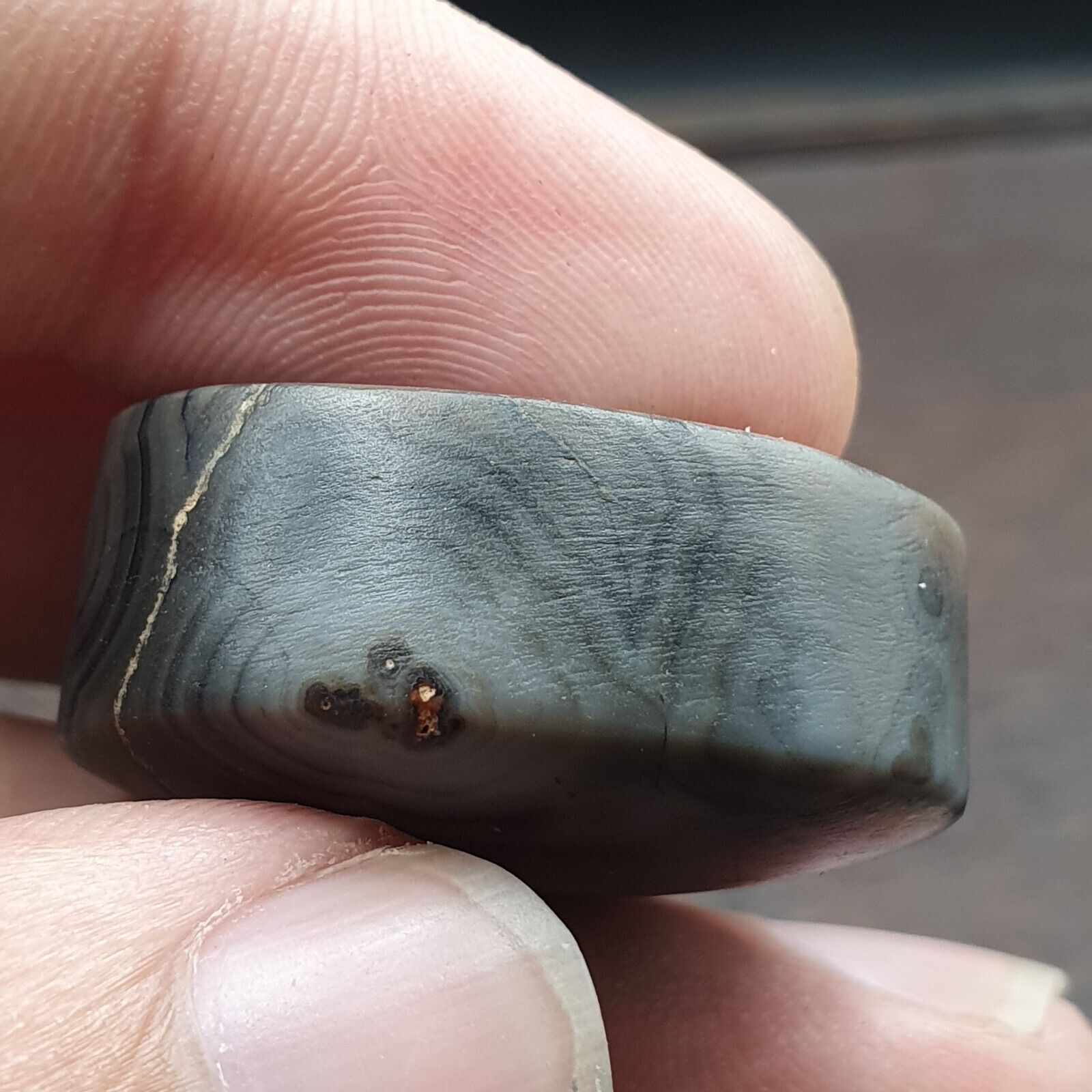Antient Antique Babylonian intaglio Agate Bead, Stamp Seal