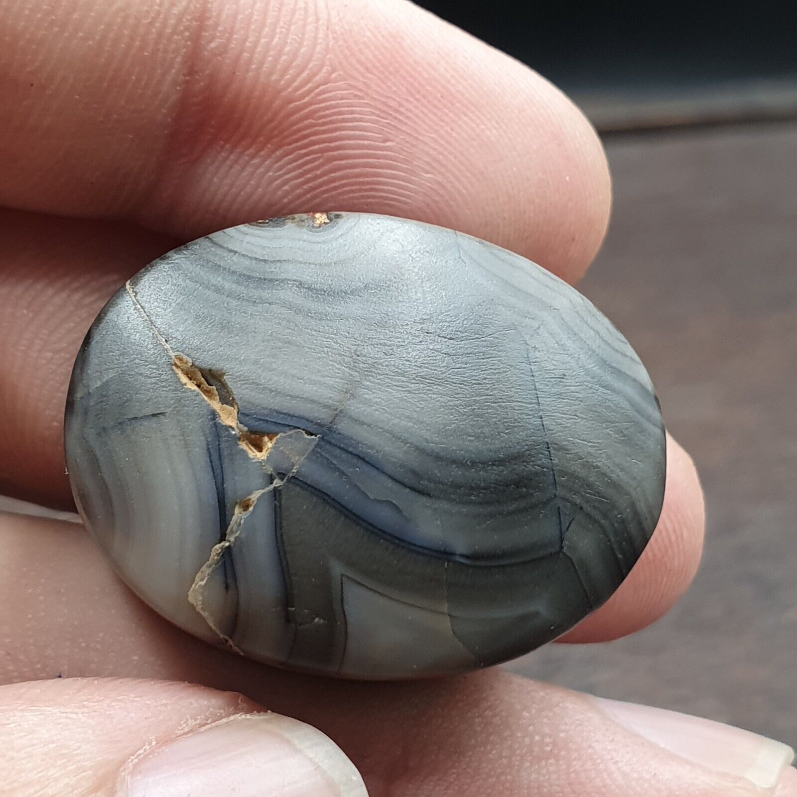 Antient Antique Babylonian intaglio Agate Bead, Stamp Seal