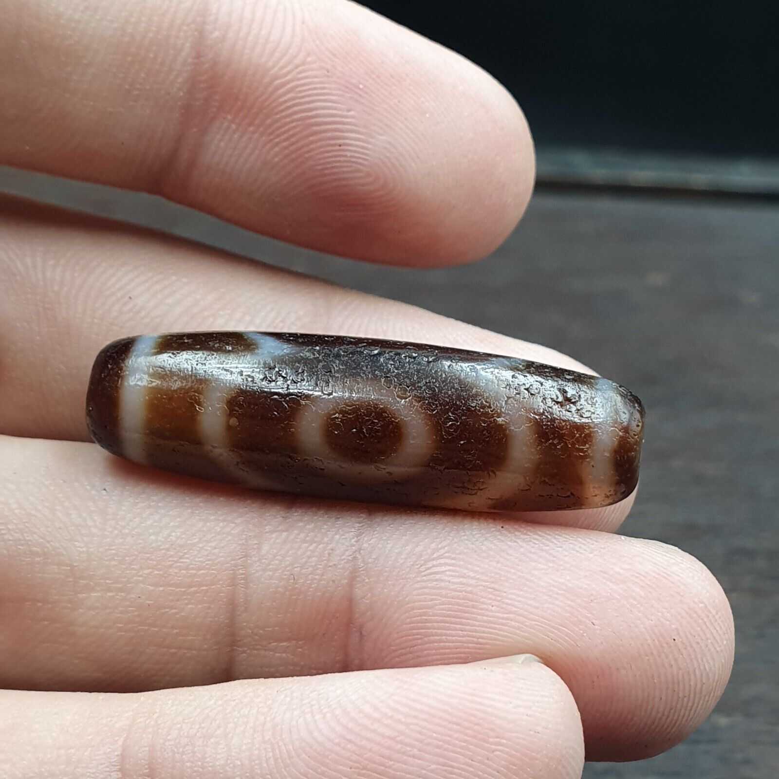 High Quality Tibetan 3 Eyes Unique pattern Agate stone Dzi Bead Amulet CT-10